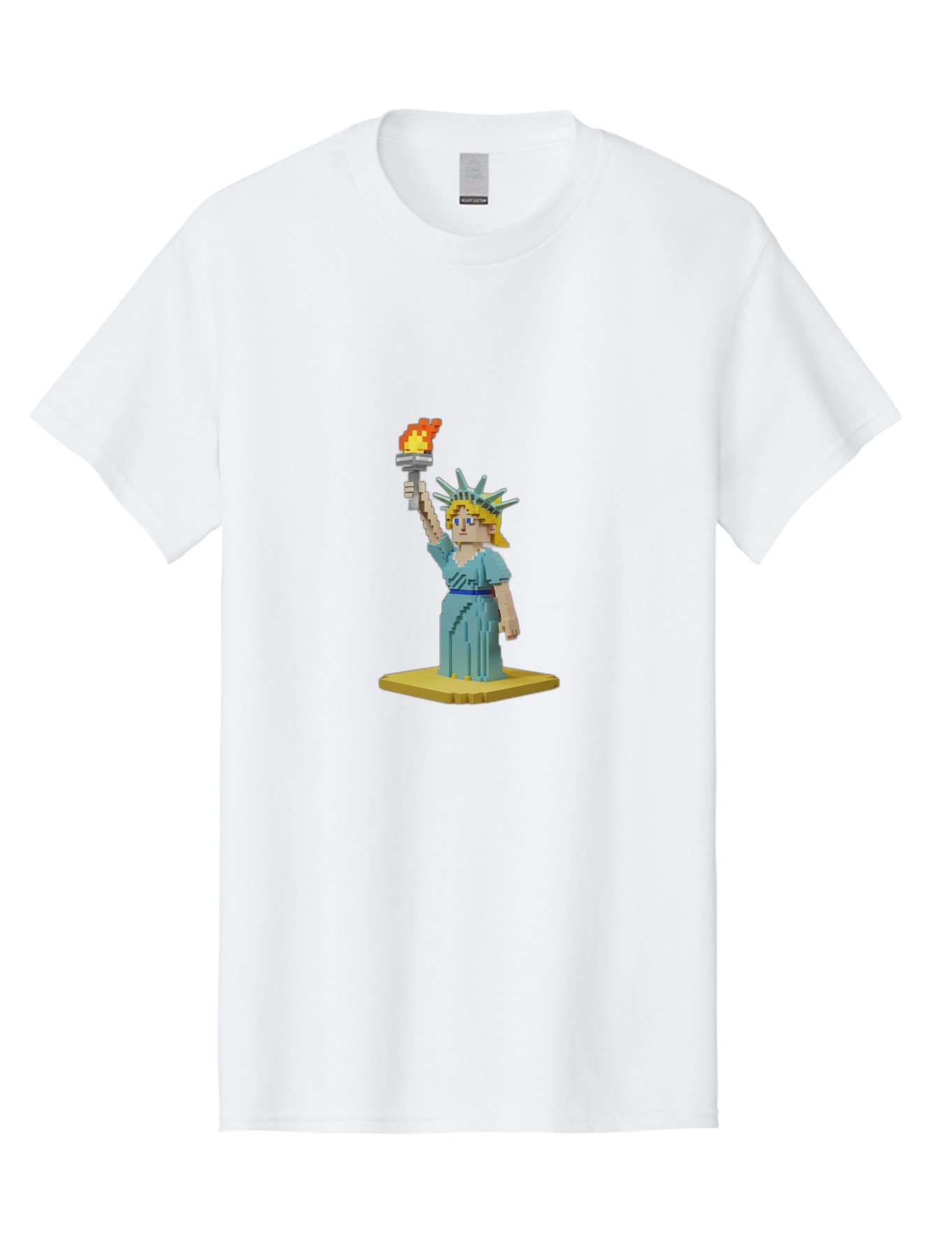 Statue-Of-Liberty Men'S Graphic Tee, 100% Cotton, Comfortable Casual Summer Wear, Machine Washable, Statue Of Liberty, Liberty Statue, Lady Liberty, Iconic Landmark, Freedom Symbol, American Icon, New York Harbor, Torch Held High, Pixel Art, Bad712