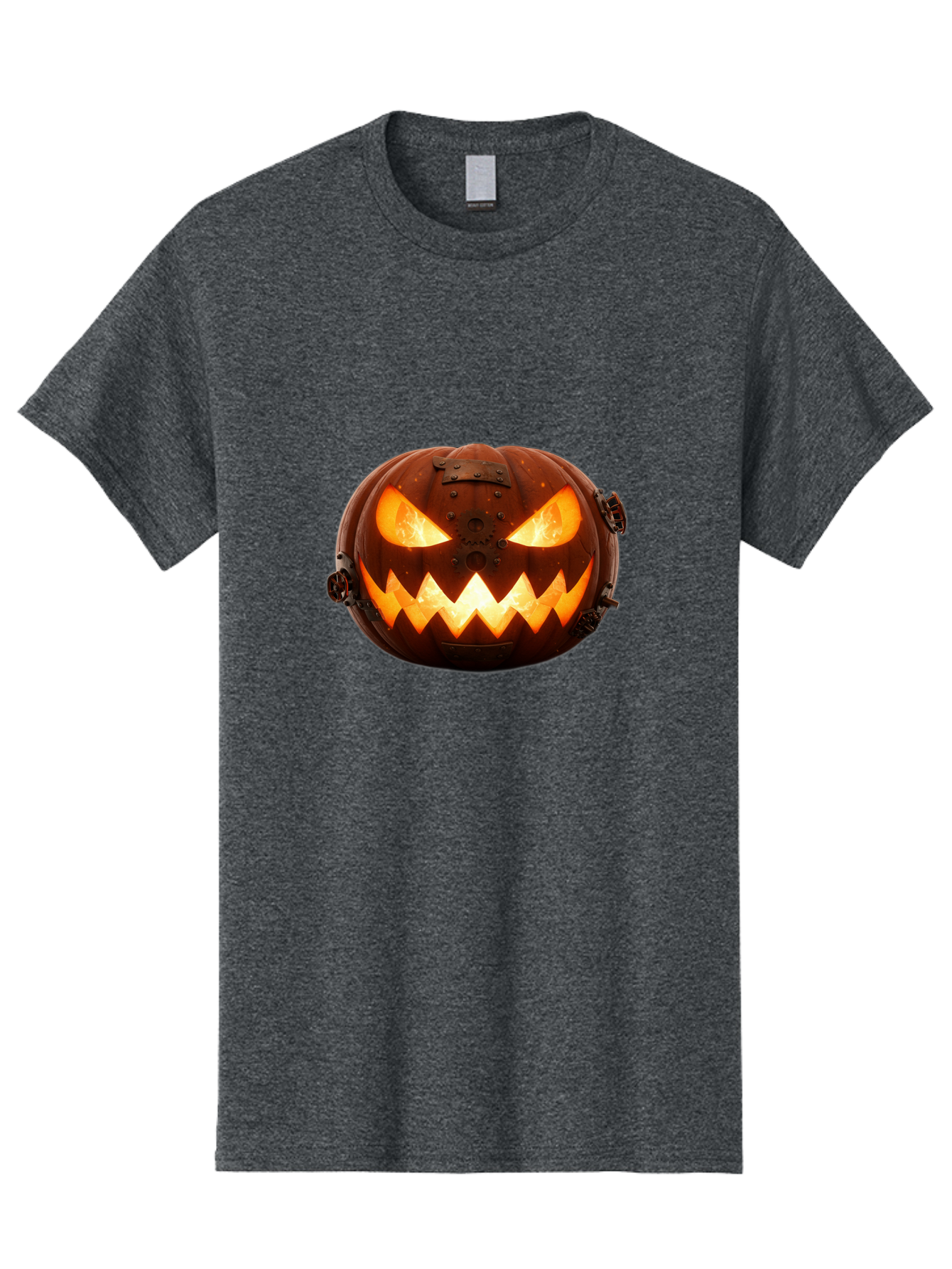 Steampunk-Jack-O-Lantern Men'S Graphic Tee, 100% Cotton, Comfortable Casual Summer Wear, Machine Washable, Halloween Pumpkin, Steampunk Design, Carved Jack-O-Lantern, Glowing Eyes, Metal Accents, Creepy Smile, Orange Glow, Spooky Decor, Bad716