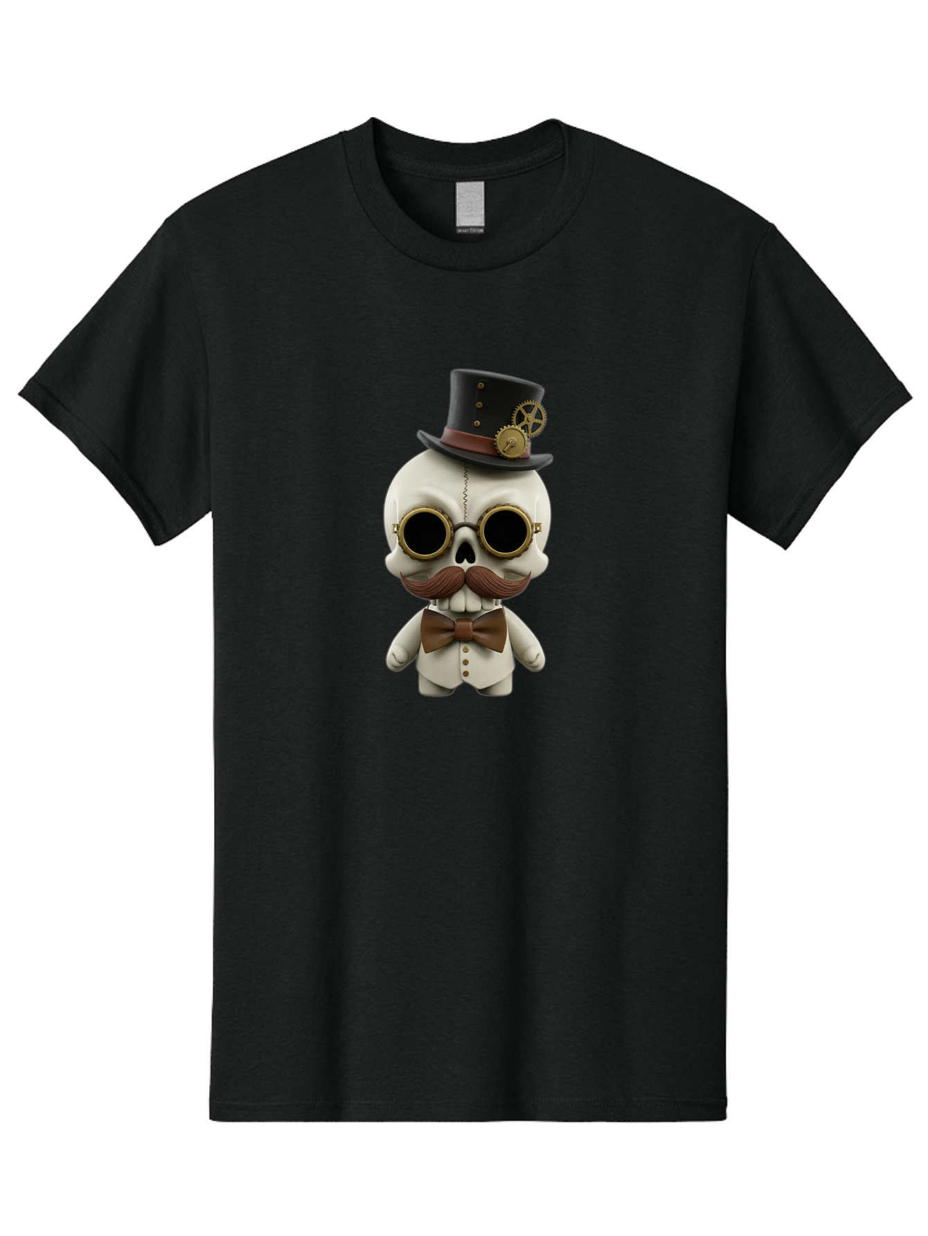 Steampunk-Skeleton Men'S Graphic Tee, 100% Cotton, Comfortable Casual Summer Wear, Machine Washable, Steampunk Skull, Skeleton Character, Vintage Goggles, Top Hat, Bow Tie, Mechanical Gear, Steampunk Style, Gothic Fashion, Unique Accessory, Bad719