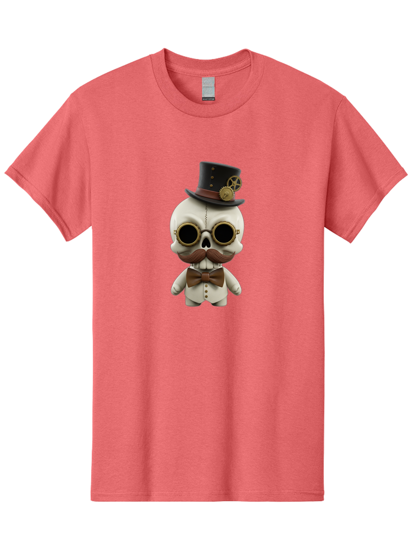 Steampunk-Skeleton Men'S Graphic Tee, 100% Cotton, Comfortable Casual Summer Wear, Machine Washable, Steampunk Skull, Skeleton Character, Vintage Goggles, Top Hat, Bow Tie, Mechanical Gear, Steampunk Style, Gothic Fashion, Unique Accessory, Bad719