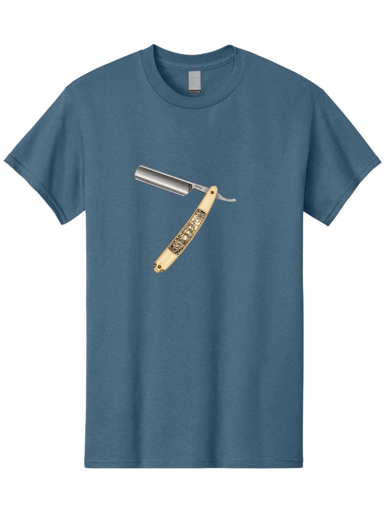 Straight-Razor-2 Men'S Graphic Tee, 100% Cotton, Comfortable Casual Summer Wear, Machine Washable, Straight Razor, Shaving Razor, Traditional Grooming, Vintage Design, Intricate Engravings, Sharp Blade, Precision Cutting, Stylish Accessories Bad728