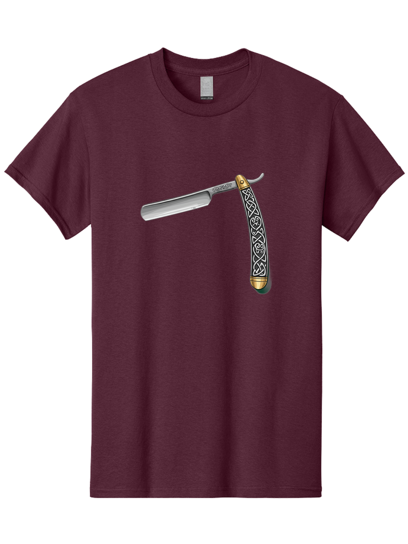 Straight-Razor-5 Men'S Graphic Tee, 100% Cotton, Comfortable Casual Summer Wear, Machine Washable, Cut-Throat Razor, Straight Razor, Vintage Shaving, Traditional Grooming, Antique Design, Intricate Patterns, Razor Blade, Shaving Tools, Bad731