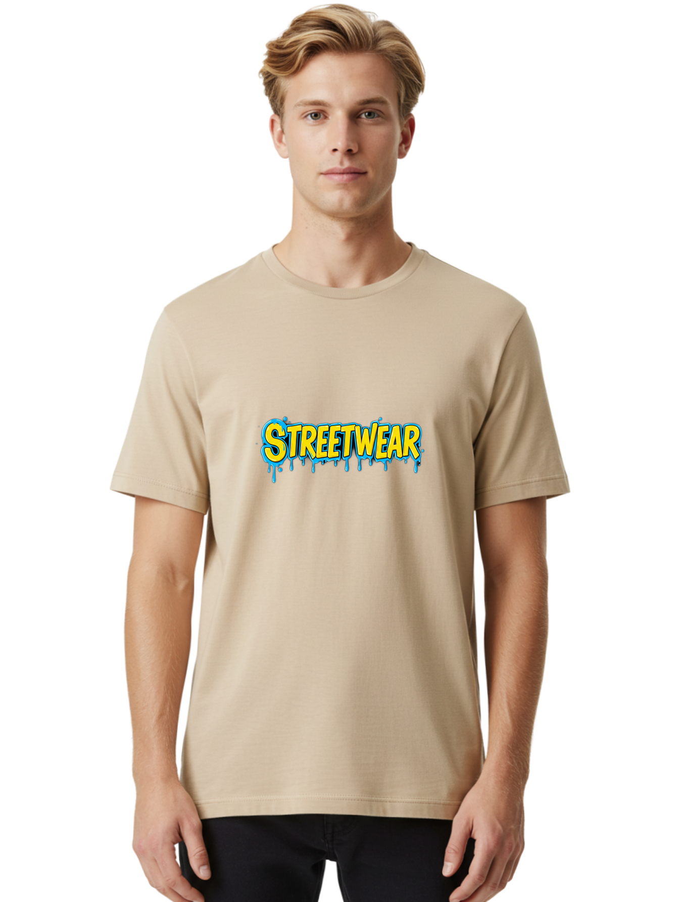 Streetwear-3 Men'S Graphic Tee, 100% Cotton, Comfortable Casual Summer Wear, Machine Washable, Graffiti Style, Streetwear Fashion, Urban Clothing, Trendy Apparel, Drip Art, Bold Typography, Vibrant Colors, Street Style Bad744