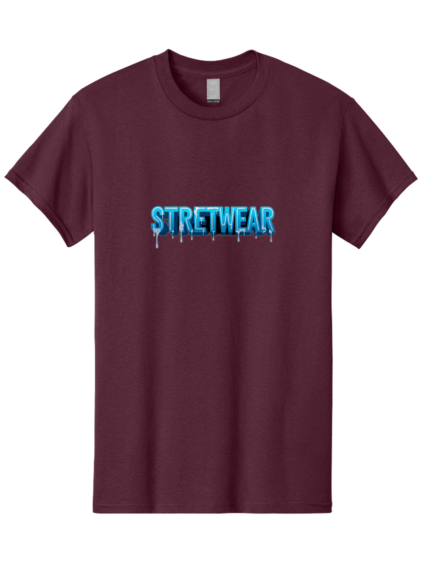Stretwear-1 Men'S Graphic Tee, 100% Cotton, Comfortable Casual Summer Wear, Machine Washable, Streetwear Fashion, Urban Style, Graffiti Art, Dripping Effect, 3D Text, Blue Font, Street Culture, Clothing Brand, Edgy Design Bad747
