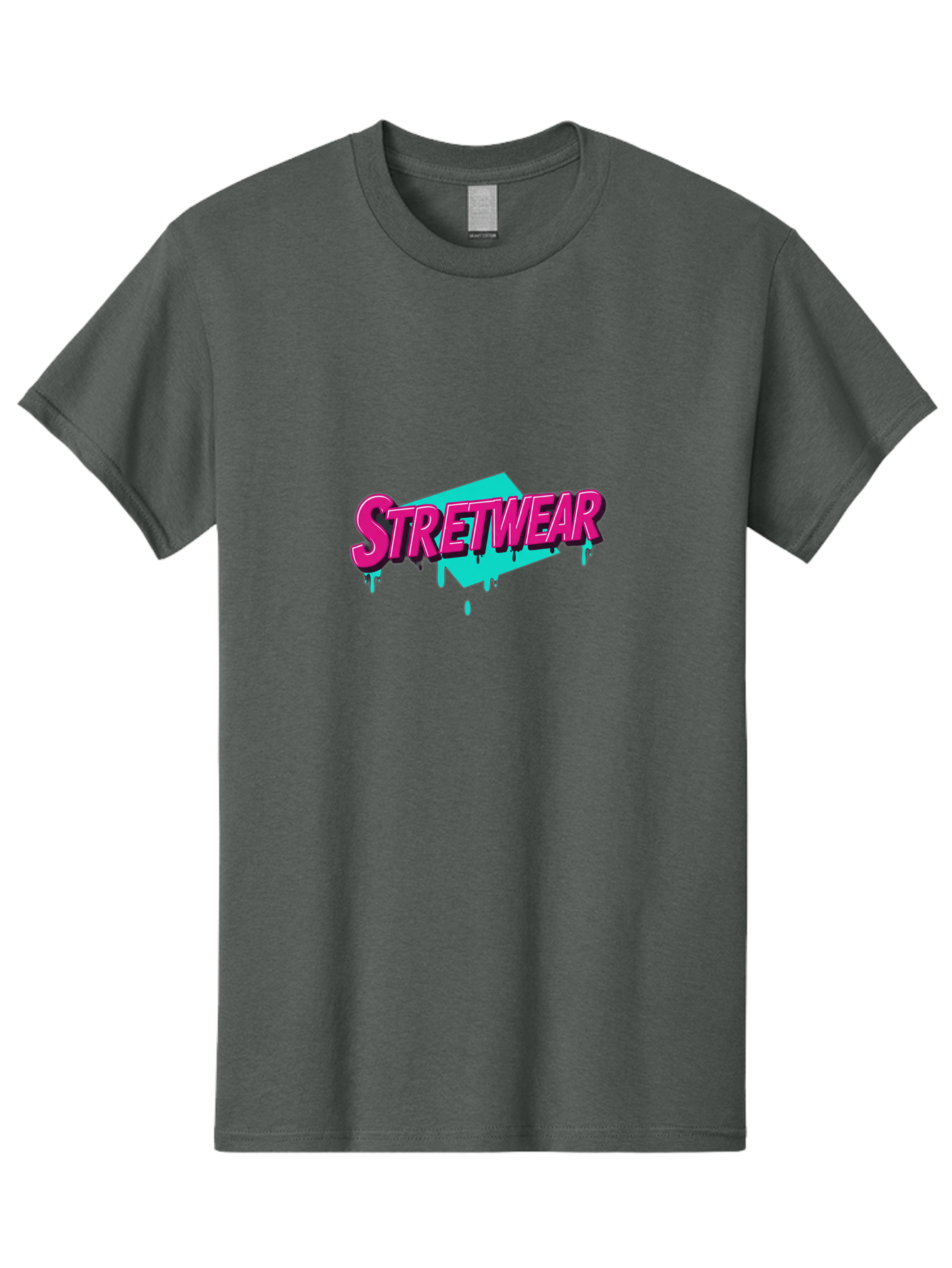 Stretwear-4 Men'S Graphic Tee, 100% Cotton, Comfortable Casual Summer Wear, Machine Washable, Streetwear Fashion, Urban Style, Bold Typography, Graffiti Art, Pink And Blue Colors, Edgy Design, Contemporary Fashion Trends, Stylish Clothing, Bad750