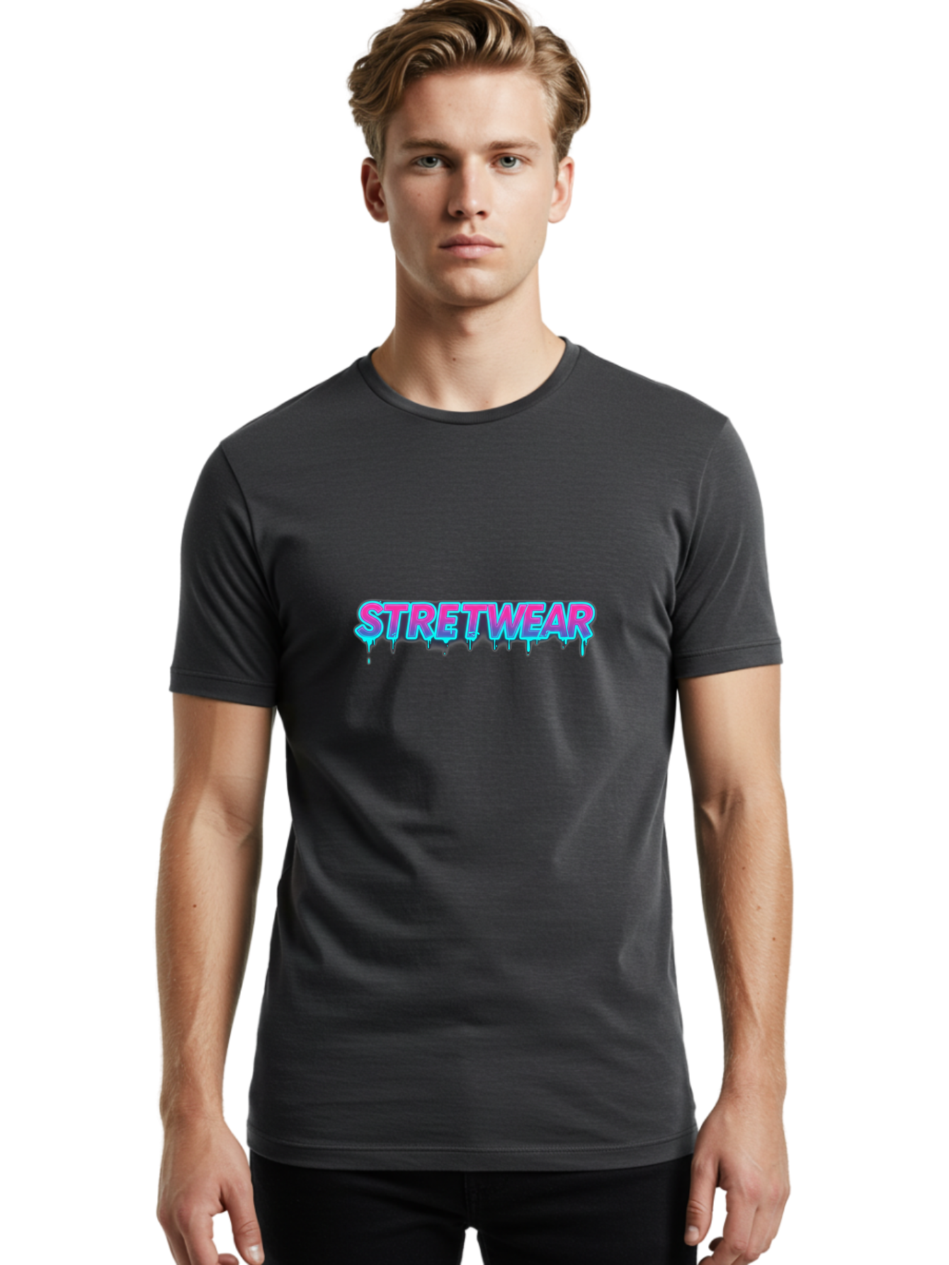 Stretwear-7 Men'S Graphic Tee, 100% Cotton, Comfortable Casual Summer Wear, Machine Washable, Streetwear Fashion, Urban Style, Graffiti Art, Dripping Effect, Bold Typography, Vibrant Colors, Modern Design, Trendy Clothing Bad753