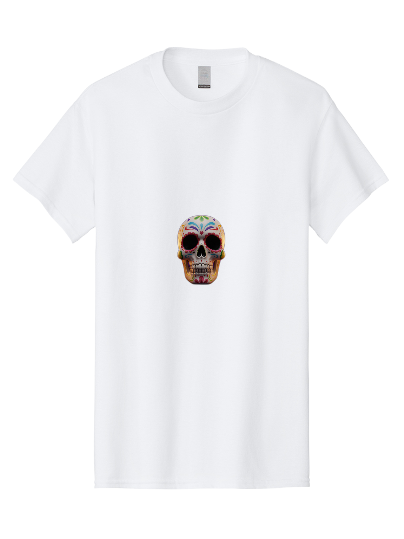 Sugar-Skull-12 Men'S Graphic Tee, 100% Cotton, Comfortable Casual Summer Wear, Machine Washable, Sugar Skull, Day Of The Dead, Dia De Los Muertos, Vibrant Colors, Decorative Skull, Mexican Culture, Skull Decoration, Colorful Patterns Bad761