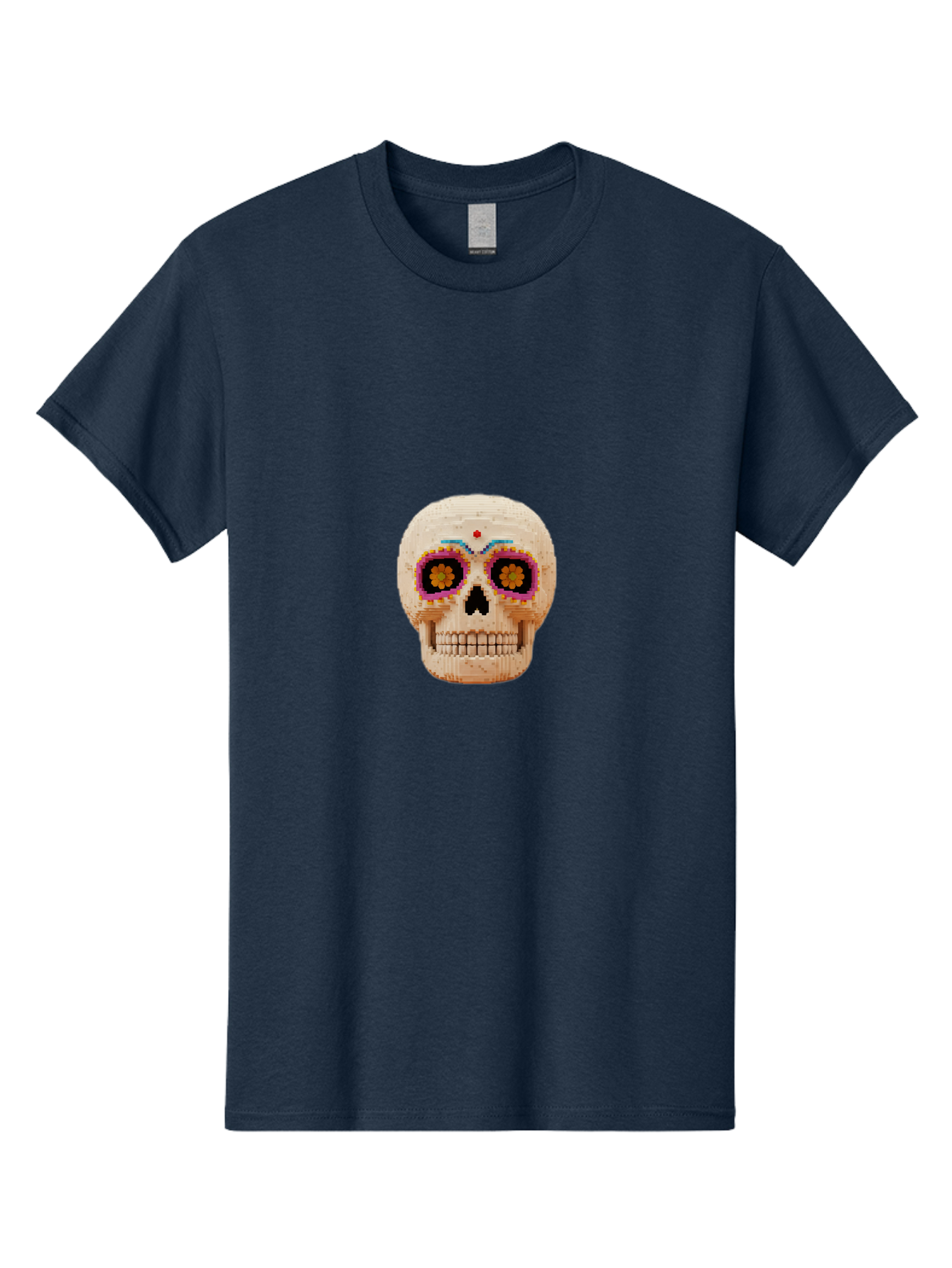 Sugar-Skull-7 Men'S Graphic Tee, 100% Cotton, Comfortable Casual Summer Wear, Machine Washable, Sugar Skull Decoration, Day Of The Dead, Colorful Skull, Mexican Culture, Festive Design, Vibrant Colors, Floral Patterns, Traditional Art Bad779