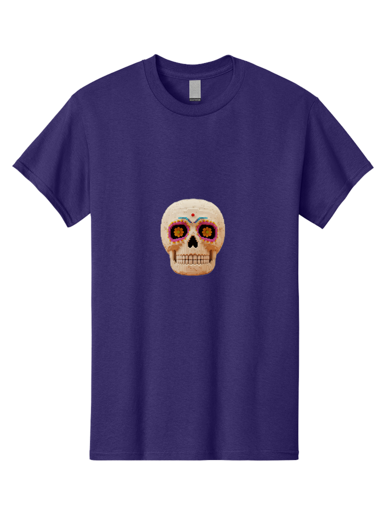Sugar-Skull-7 Men'S Graphic Tee, 100% Cotton, Comfortable Casual Summer Wear, Machine Washable, Sugar Skull Decoration, Day Of The Dead, Colorful Skull, Mexican Culture, Festive Design, Vibrant Colors, Floral Patterns, Traditional Art Bad779