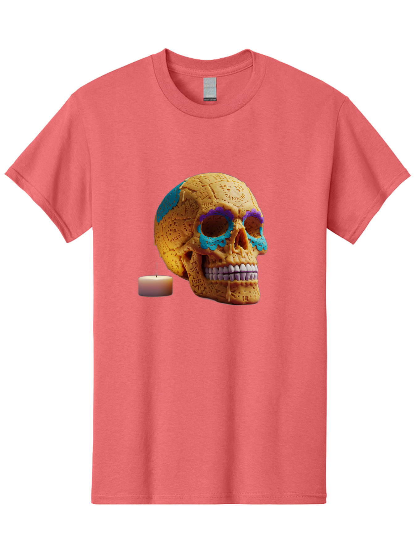 Sugar-Skull-8 Men'S Graphic Tee, 100% Cotton, Comfortable Casual Summer Wear, Machine Washable, Sugar Skull, Day Of The Dead Celebration, Vibrant Decorations, Intricate Designs, Decorative Skull, Traditional Mexican Art, Festive Atmosphere, Bad780