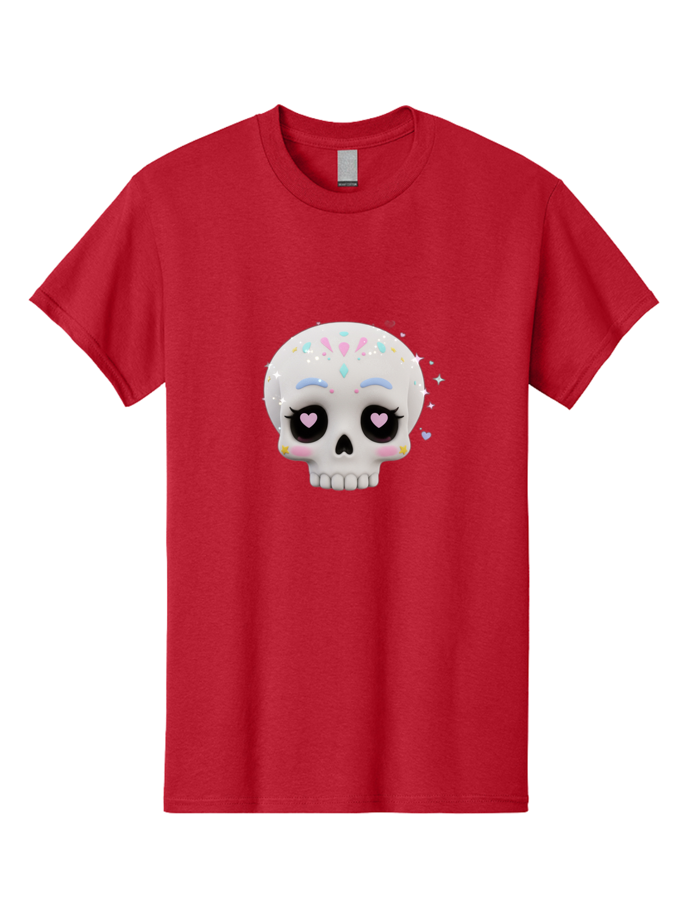 Sugar-Skull Men'S Graphic Tee, 100% Cotton, Comfortable Casual Summer Wear, Machine Washable, Sugar Skull Graphic, Cartoon-Style Skull, Pastel Colors, Festive Design, Day Of The Dead Theme, Colorful Sprinkles, Sparkly Elements, Bad793