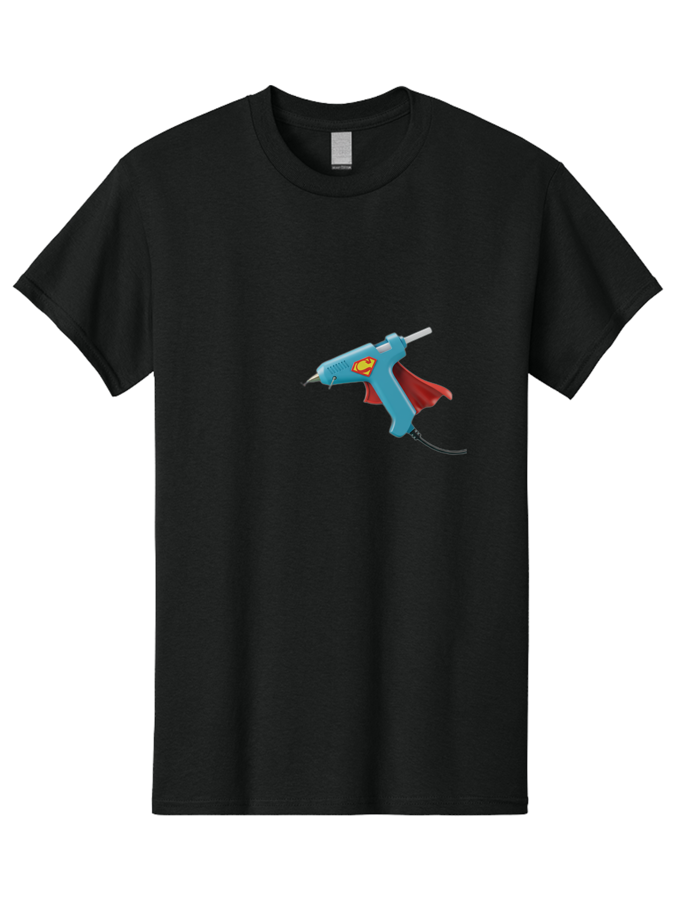 Superman-Glue-Gun Men'S Graphic Tee, 100% Cotton, Comfortable Casual Summer Wear, Machine Washable, Hot Glue Gun, Diy Tool, Crafting Supplies, Red Cape, Superhero Theme, Crafts, Superglue, Crafting, Arts And Crafts, Creative Projects, Handmade Bad797