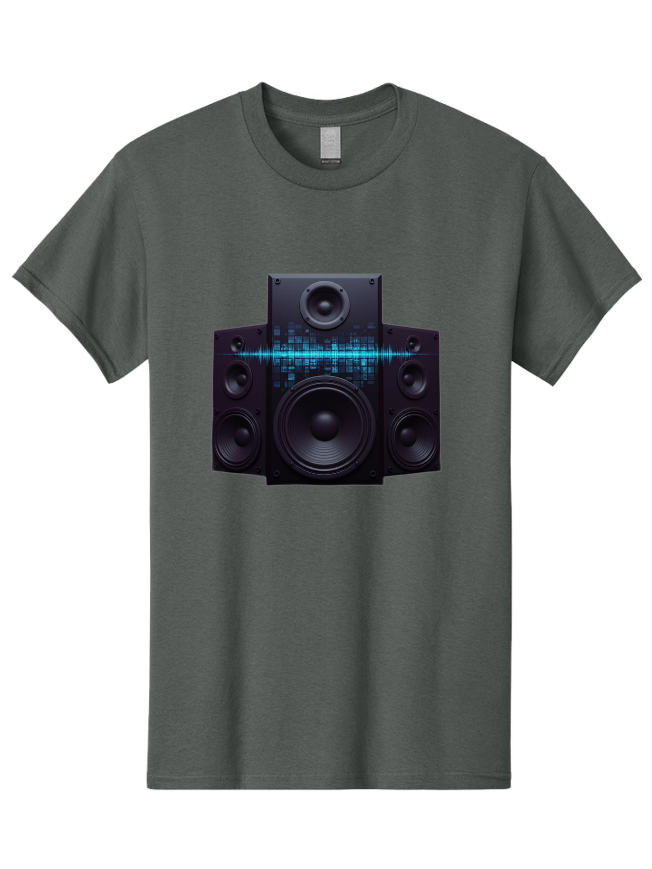 Surround-Sound-Speakers Men'S Graphic Tee, 100% Cotton, Comfortable Casual Summer Wear, Machine Washable, High-Quality Speakers, Home Audio System, Sound Wave, Audio Equipment, Music Speakers, Sound Technology, Audio Visual, Sound System Bad798