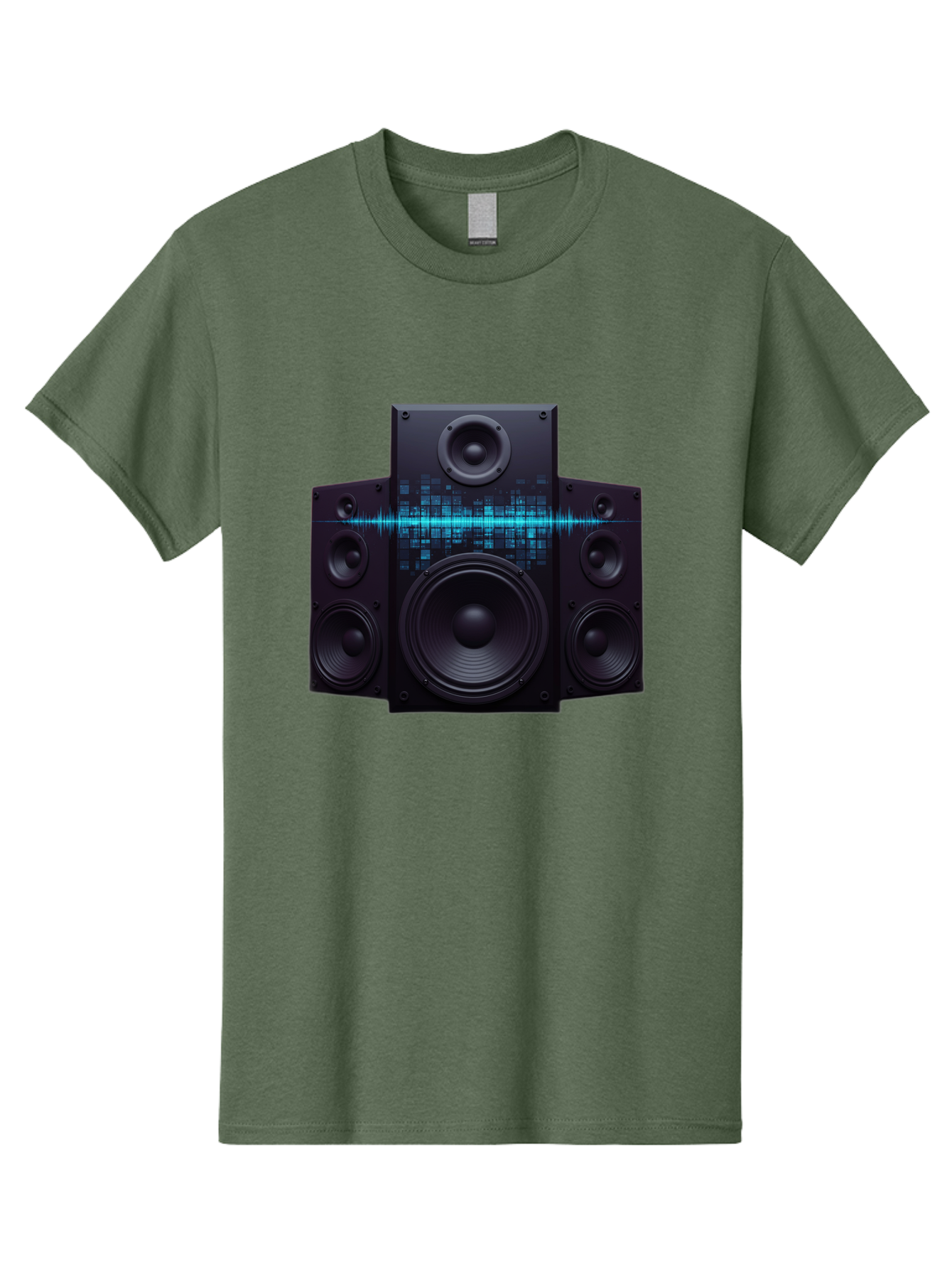 Surround-Sound-Speakers Men'S Graphic Tee, 100% Cotton, Comfortable Casual Summer Wear, Machine Washable, High-Quality Speakers, Home Audio System, Sound Wave, Audio Equipment, Music Speakers, Sound Technology, Audio Visual, Sound System Bad798
