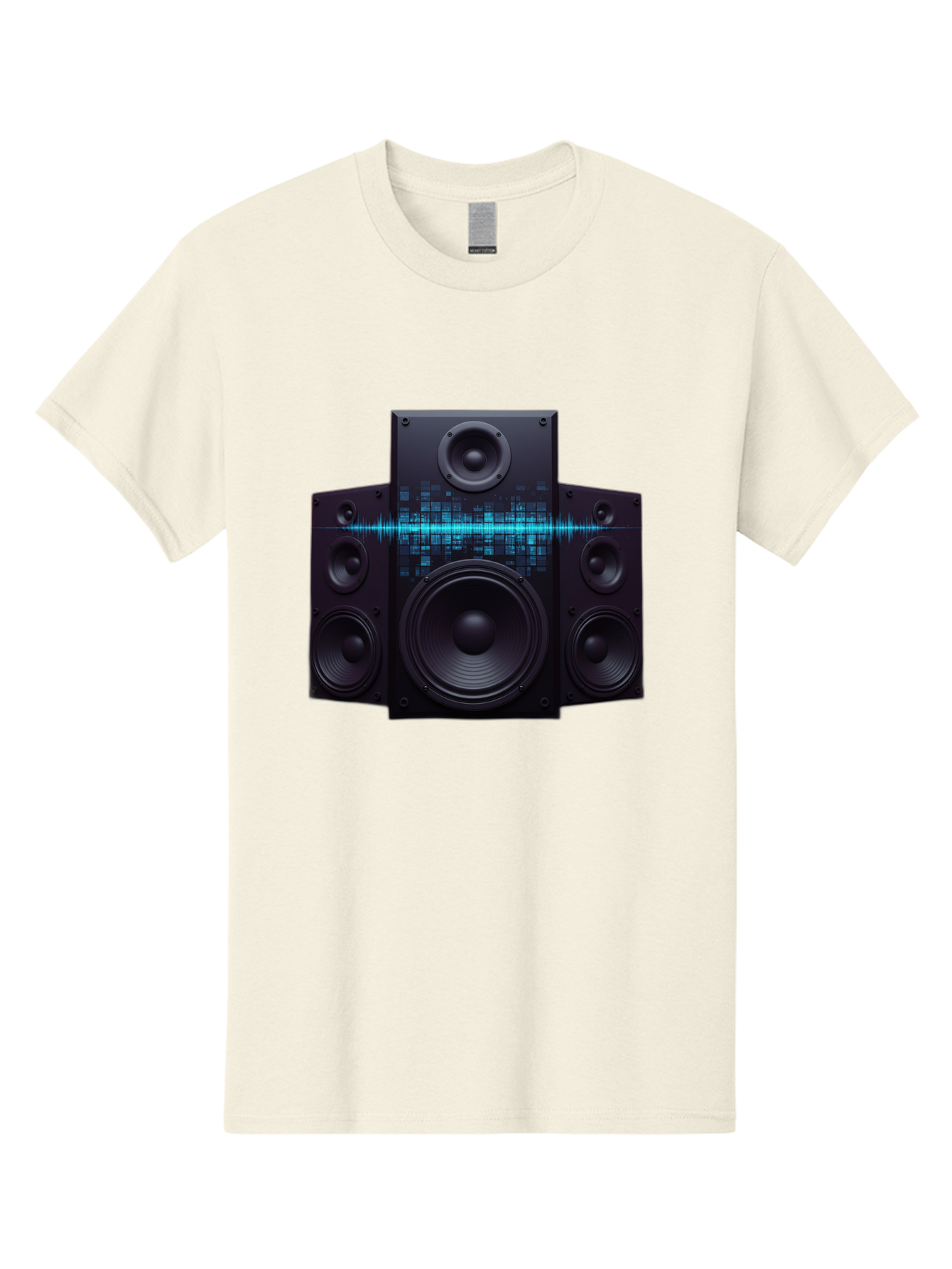 Surround-Sound-Speakers Men'S Graphic Tee, 100% Cotton, Comfortable Casual Summer Wear, Machine Washable, High-Quality Speakers, Home Audio System, Sound Wave, Audio Equipment, Music Speakers, Sound Technology, Audio Visual, Sound System Bad798