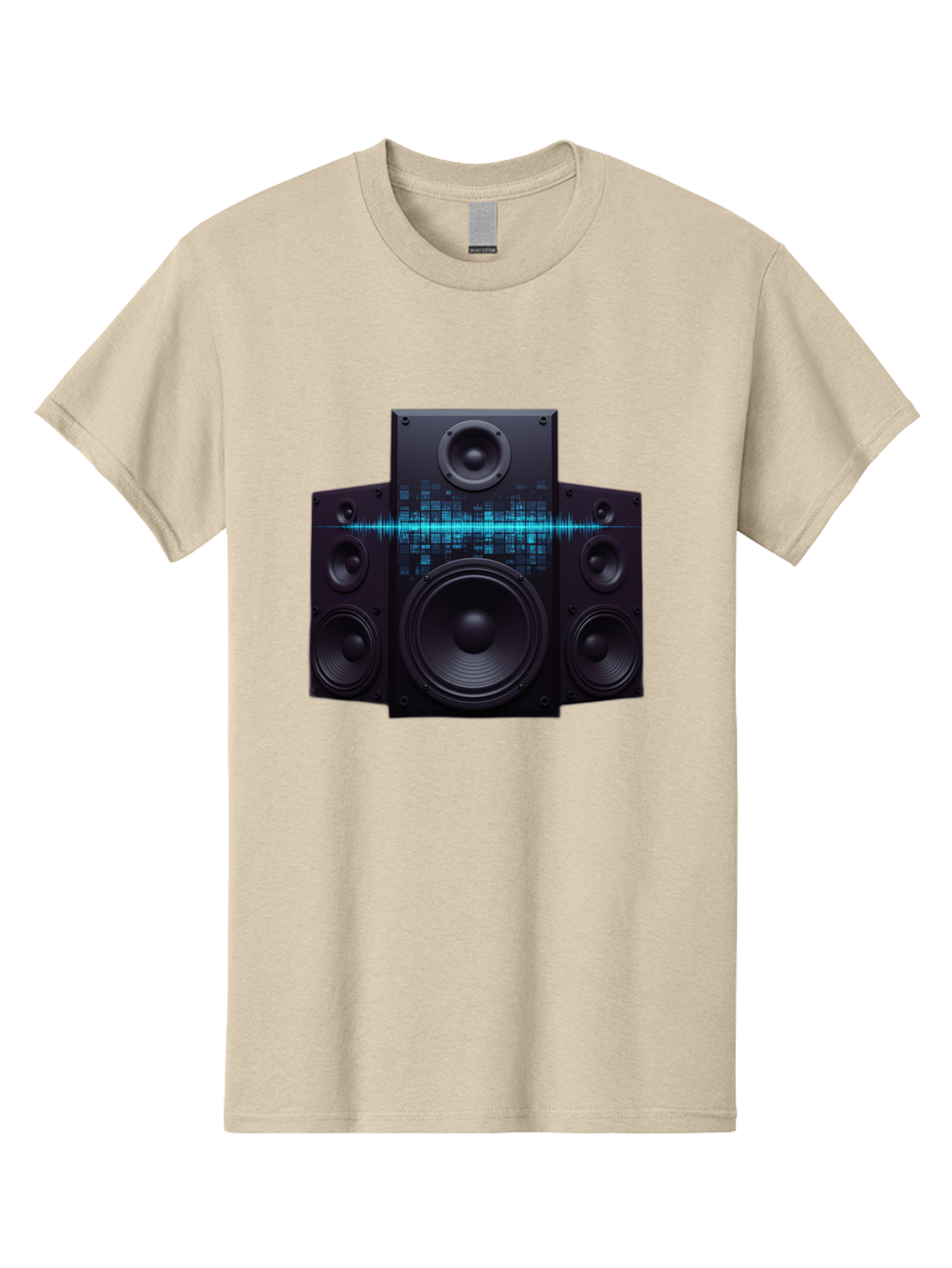 Surround-Sound-Speakers Men'S Graphic Tee, 100% Cotton, Comfortable Casual Summer Wear, Machine Washable, High-Quality Speakers, Home Audio System, Sound Wave, Audio Equipment, Music Speakers, Sound Technology, Audio Visual, Sound System Bad798