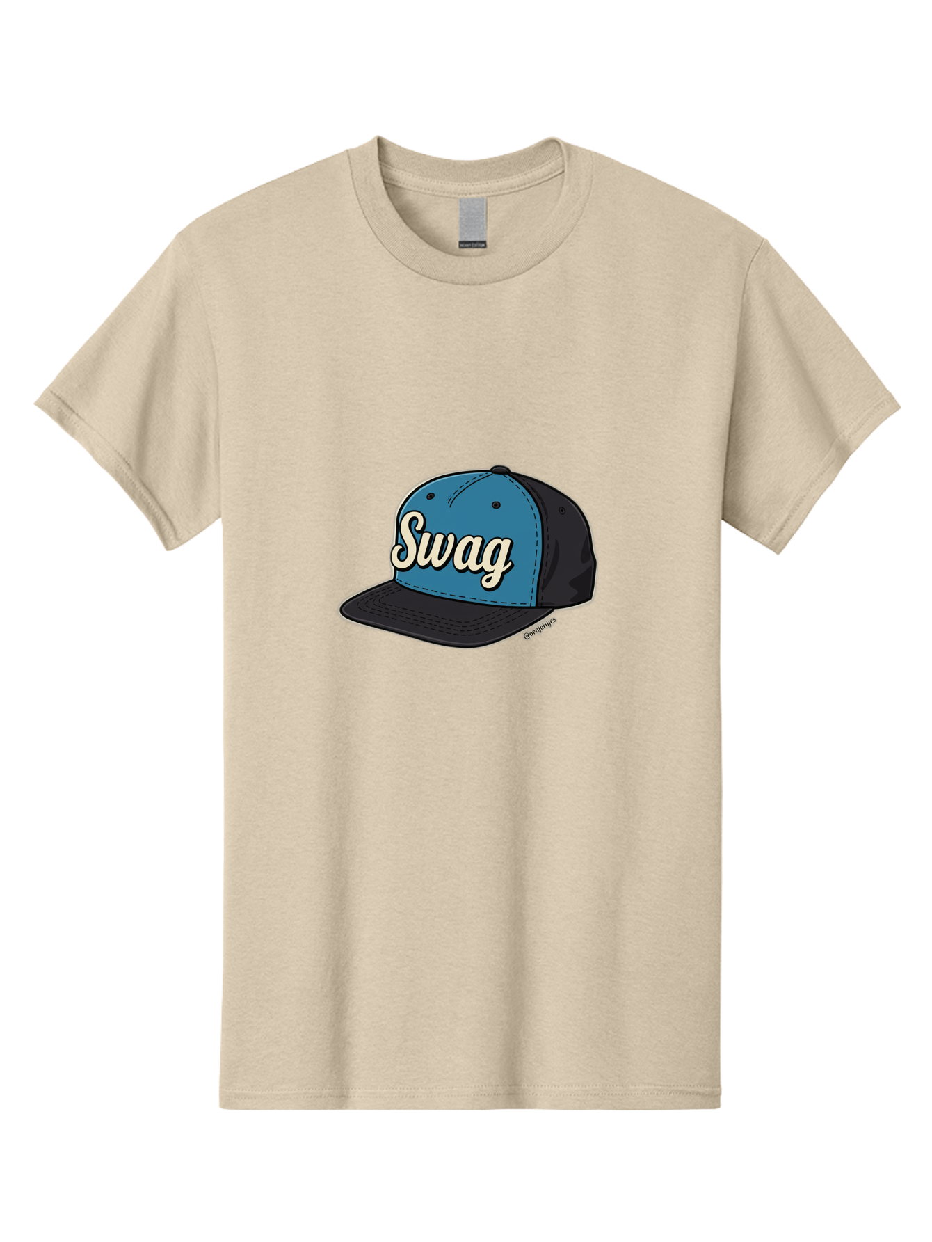 Swag-Baseball-Cap Men'S Graphic Tee, 100% Cotton, Comfortable Casual Summer Wear, Machine Washable, Baseball Cap, Swag Text, Blue And Black Hat, Trendy Accessory, Streetwear Fashion, Stylish Design, Cool Cap, Fashion Statement, Bad799