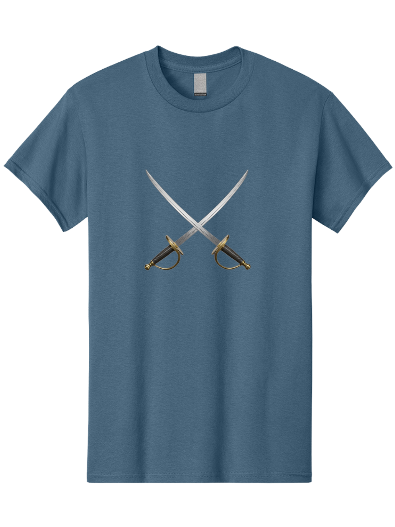 Swords Men'S Graphic Tee, 100% Cotton, Comfortable Casual Summer Wear, Machine Washable, Crossed Swords, Naval Swords, Sword Duel, Military Swords, Crossed Weapons, Fighting Blades, Naval Combat, Historical Swords, Pirate Swords, Bad800