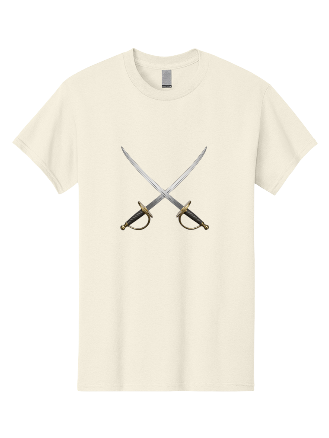 Swords Men'S Graphic Tee, 100% Cotton, Comfortable Casual Summer Wear, Machine Washable, Crossed Swords, Naval Swords, Sword Duel, Military Swords, Crossed Weapons, Fighting Blades, Naval Combat, Historical Swords, Pirate Swords, Bad800