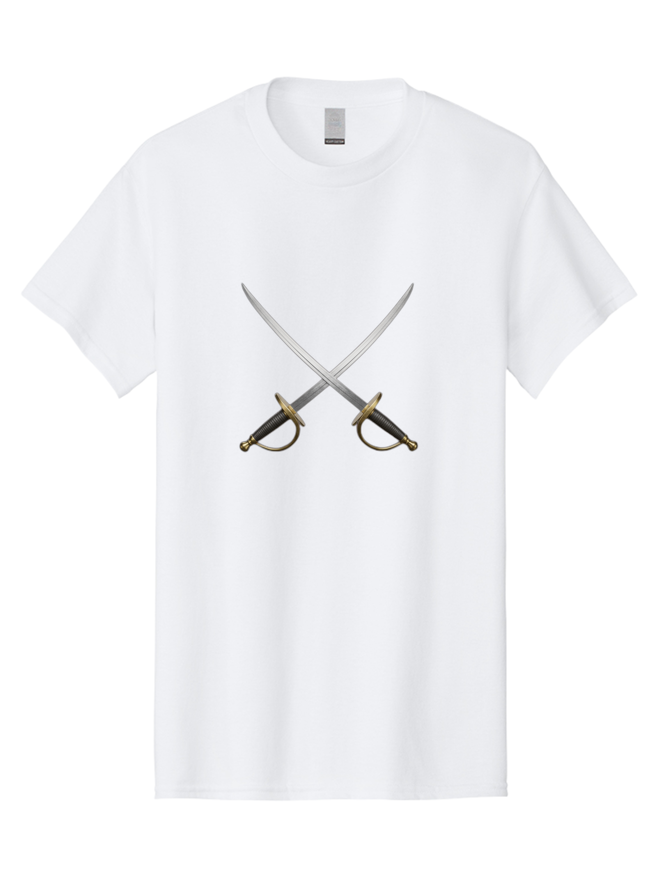 Swords Men'S Graphic Tee, 100% Cotton, Comfortable Casual Summer Wear, Machine Washable, Crossed Swords, Naval Swords, Sword Duel, Military Swords, Crossed Weapons, Fighting Blades, Naval Combat, Historical Swords, Pirate Swords, Bad800