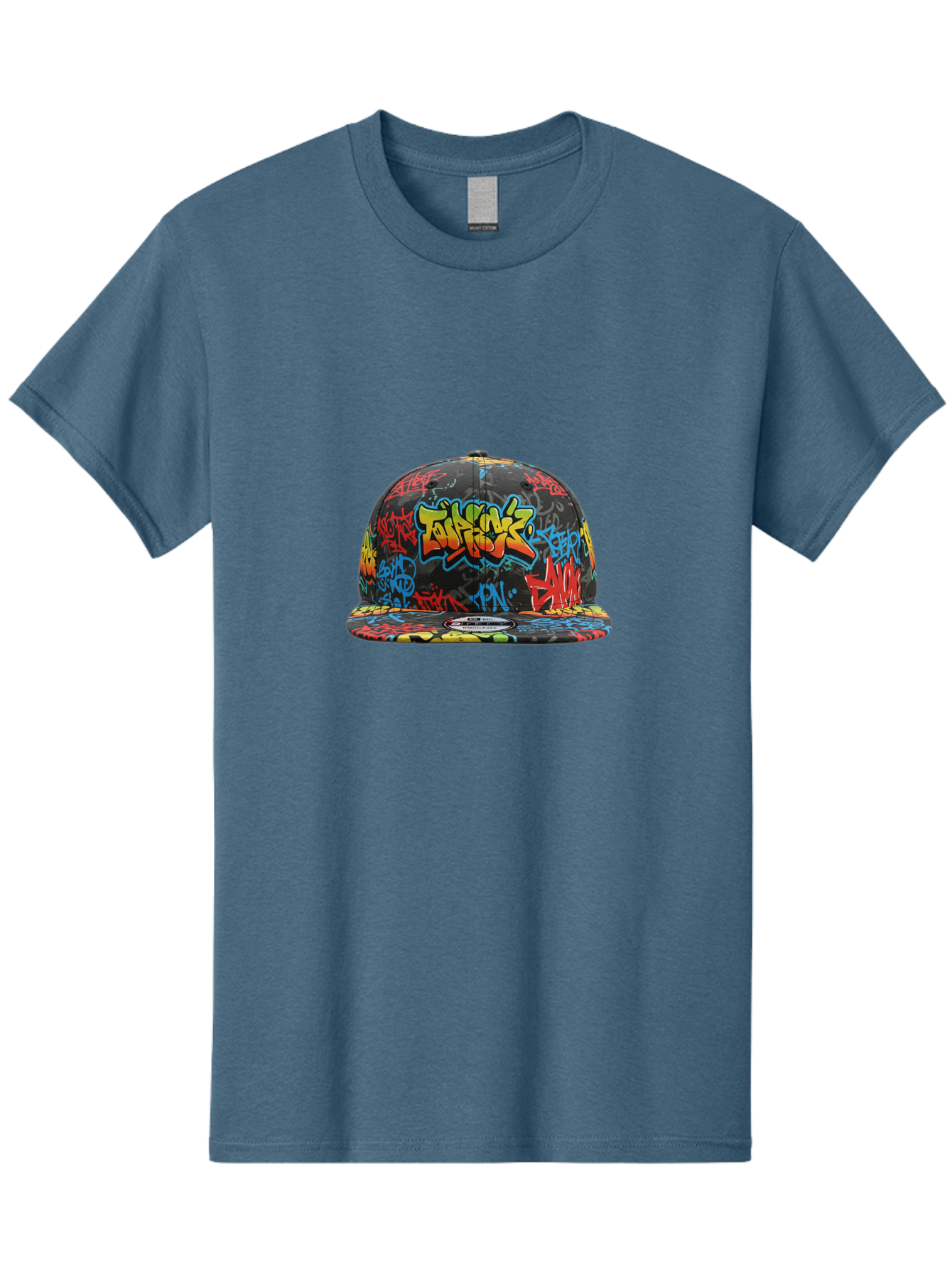 Talkfok-Graffiti-Baseball-Cap Men'S Graphic Tee, 100% Cotton, Comfortable Casual Summer Wear, Machine Washable, Graffiti Cap, Streetwear Fashion, Urban Style, Colorful Hat, Daft Punk, Vibrant Design, Street Art, Fashion Accessory, Trendy Hat, Bad801
