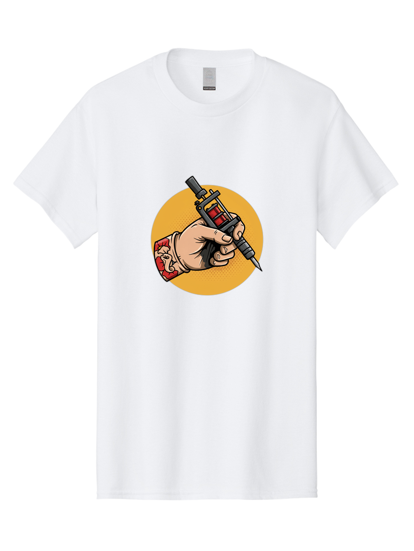 Tattoo-Machine-Hand Men'S Graphic Tee, 100% Cotton, Comfortable Casual Summer Wear, Machine Washable, Tattoo Machine, Tattooed Hand, Tattoo Art, Body Art, Inked Art, Tattoo Artist, Tattoo Culture, Artistry, Creativity Bad807