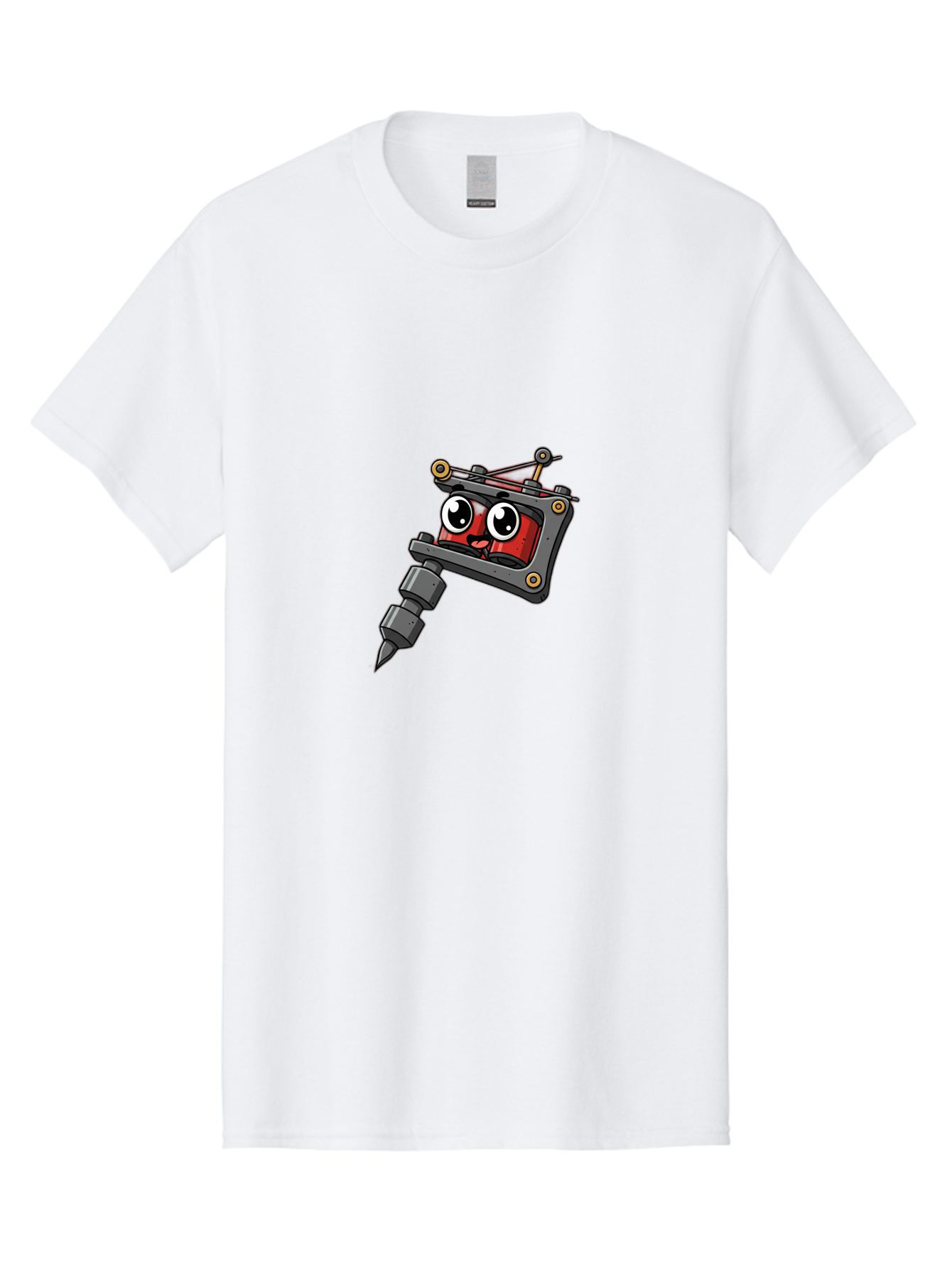 Tattoo-Machine Men'S Graphic Tee, 100% Cotton, Comfortable Casual Summer Wear, Machine Washable, Cartoon Tattoo Machine, Anthropomorphic Design, Kawaii Style, Tattoo Equipment, Mechanical Art, Body Art, Tattoo Culture, Ink Art, Bad812