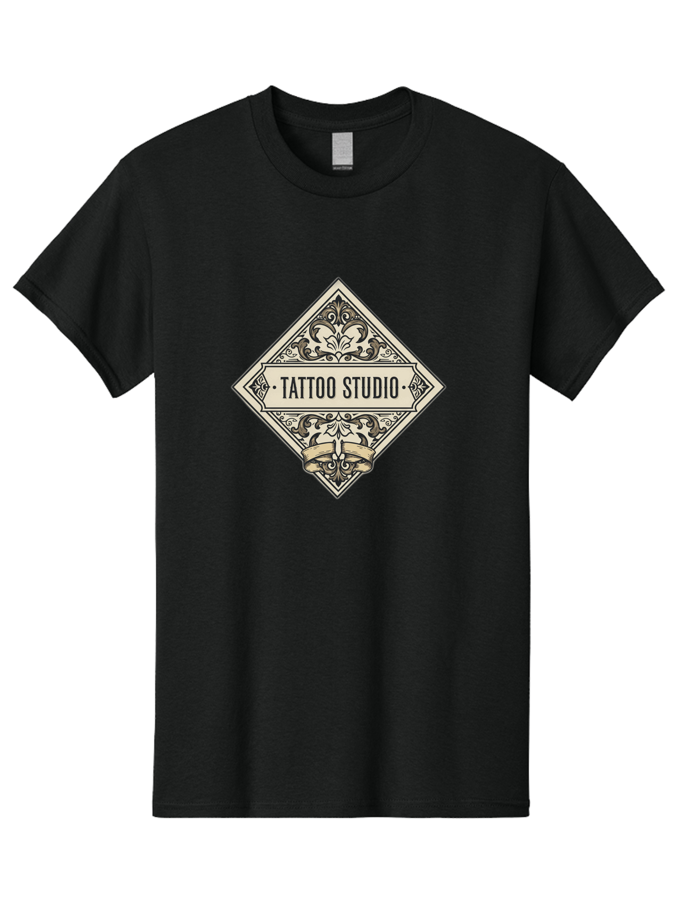 Tattoo-Studio-1 Men'S Graphic Tee, 100% Cotton, Comfortable Casual Summer Wear, Machine Washable, Tattoo Studio Logo, Vintage Design, Ornate Details, Floral Patterns, Classic Typography, Tattoo Parlor Branding, Ink Art, Body Art Studio Bad815