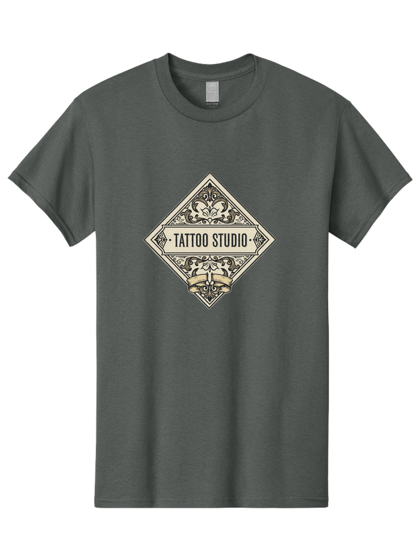 Tattoo-Studio-1 Men'S Graphic Tee, 100% Cotton, Comfortable Casual Summer Wear, Machine Washable, Tattoo Studio Logo, Vintage Design, Ornate Details, Floral Patterns, Classic Typography, Tattoo Parlor Branding, Ink Art, Body Art Studio Bad815