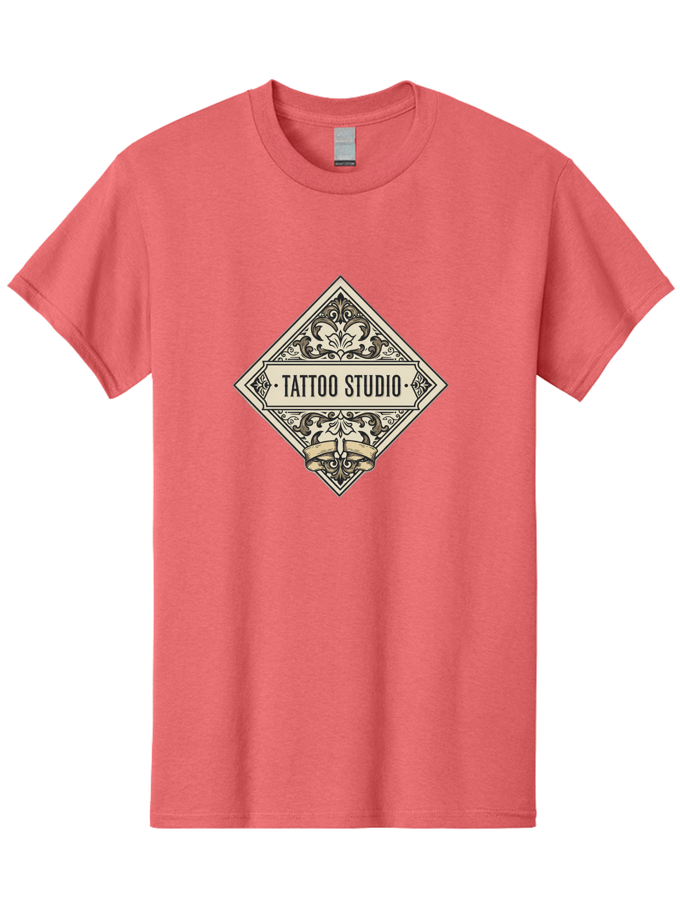 Tattoo-Studio-1 Men'S Graphic Tee, 100% Cotton, Comfortable Casual Summer Wear, Machine Washable, Tattoo Studio Logo, Vintage Design, Ornate Details, Floral Patterns, Classic Typography, Tattoo Parlor Branding, Ink Art, Body Art Studio Bad815
