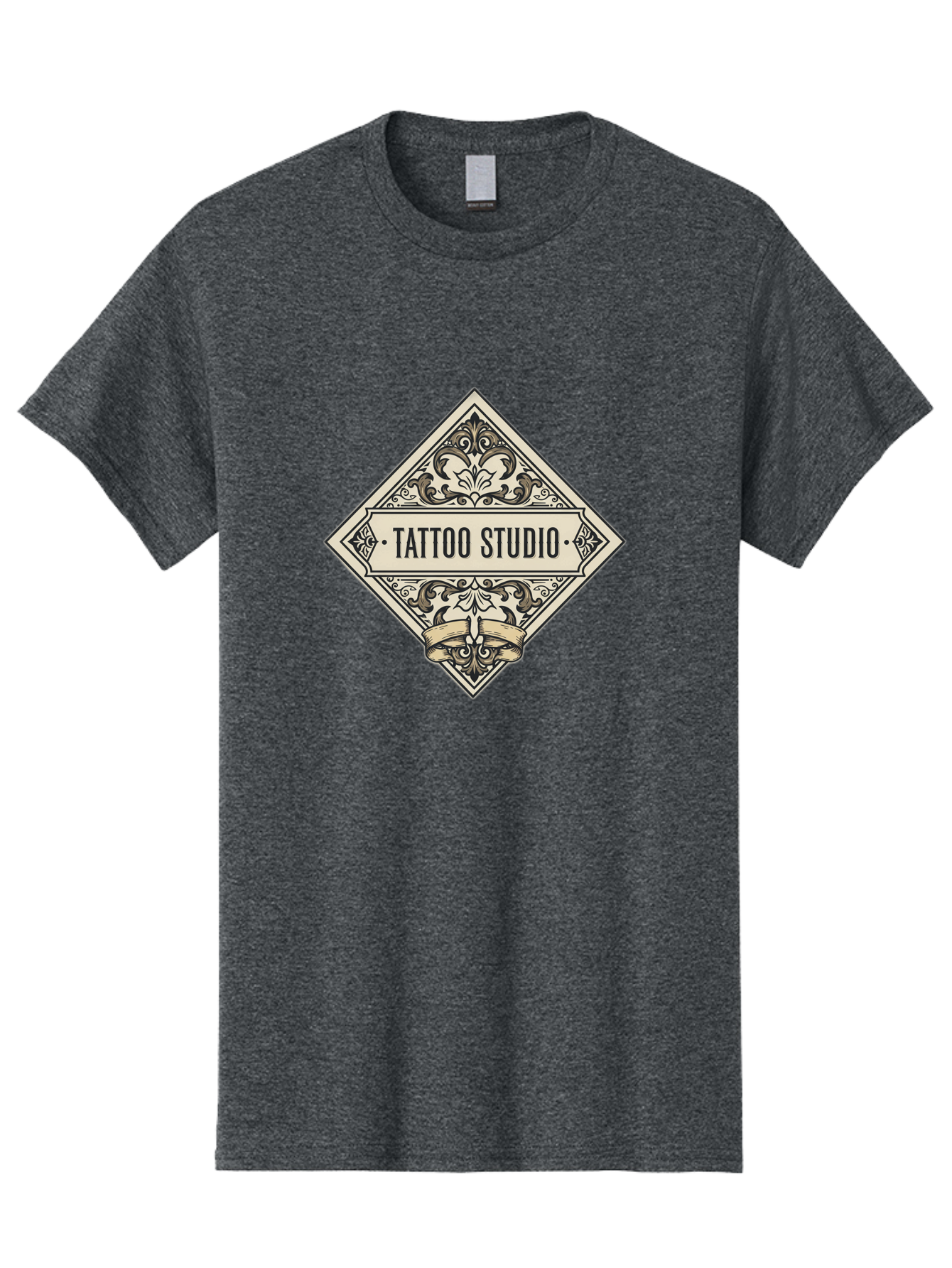 Tattoo-Studio-1 Men'S Graphic Tee, 100% Cotton, Comfortable Casual Summer Wear, Machine Washable, Tattoo Studio Logo, Vintage Design, Ornate Details, Floral Patterns, Classic Typography, Tattoo Parlor Branding, Ink Art, Body Art Studio Bad815