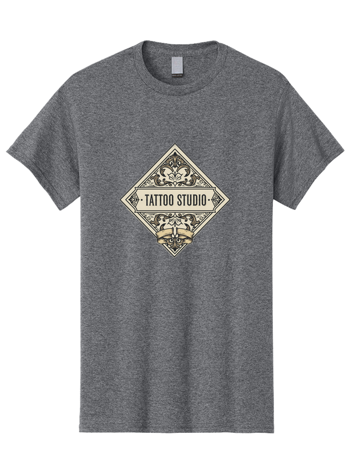 Tattoo-Studio-1 Men'S Graphic Tee, 100% Cotton, Comfortable Casual Summer Wear, Machine Washable, Tattoo Studio Logo, Vintage Design, Ornate Details, Floral Patterns, Classic Typography, Tattoo Parlor Branding, Ink Art, Body Art Studio Bad815