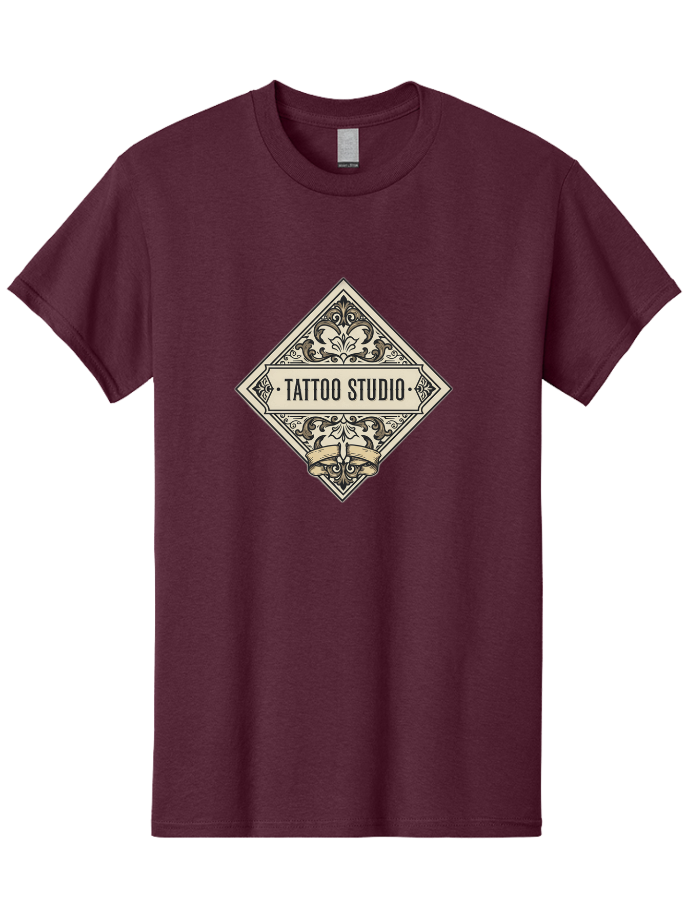 Tattoo-Studio-1 Men'S Graphic Tee, 100% Cotton, Comfortable Casual Summer Wear, Machine Washable, Tattoo Studio Logo, Vintage Design, Ornate Details, Floral Patterns, Classic Typography, Tattoo Parlor Branding, Ink Art, Body Art Studio Bad815