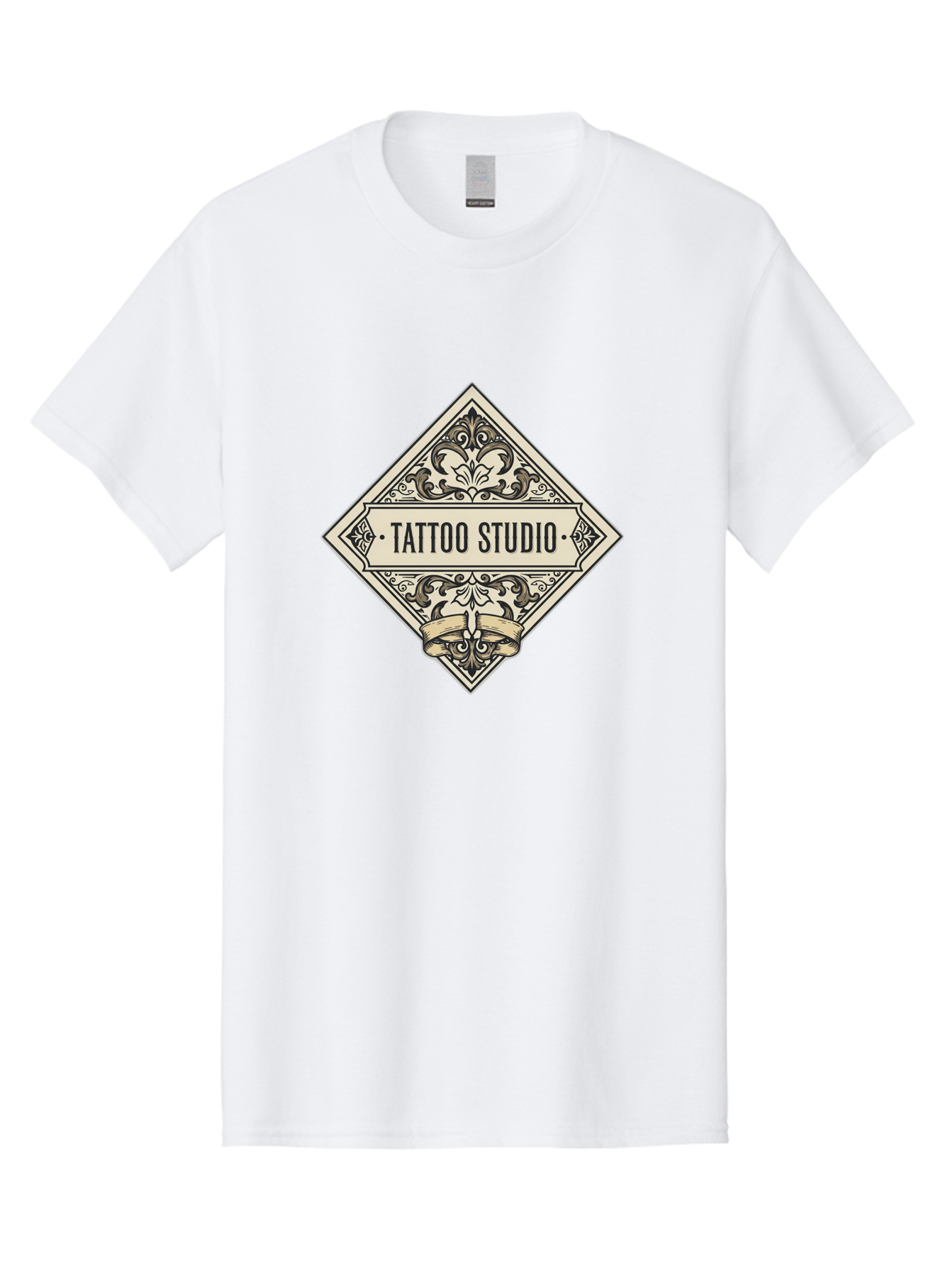Tattoo-Studio-1 Men'S Graphic Tee, 100% Cotton, Comfortable Casual Summer Wear, Machine Washable, Tattoo Studio Logo, Vintage Design, Ornate Details, Floral Patterns, Classic Typography, Tattoo Parlor Branding, Ink Art, Body Art Studio Bad815