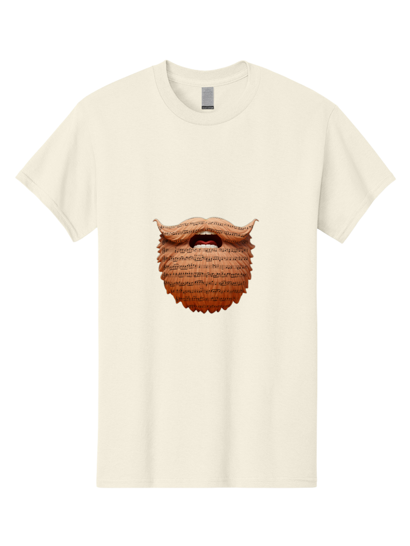 The-Barber-Of-Seville Men'S Graphic Tee, 100% Cotton, Comfortable Casual Summer Wear, Machine Washable, Musical Notes, Bearded Man, Singing, Music Art, Creative Illustration, Sheet Music, Melodic, Harmony, Vocal Performance, Bad834