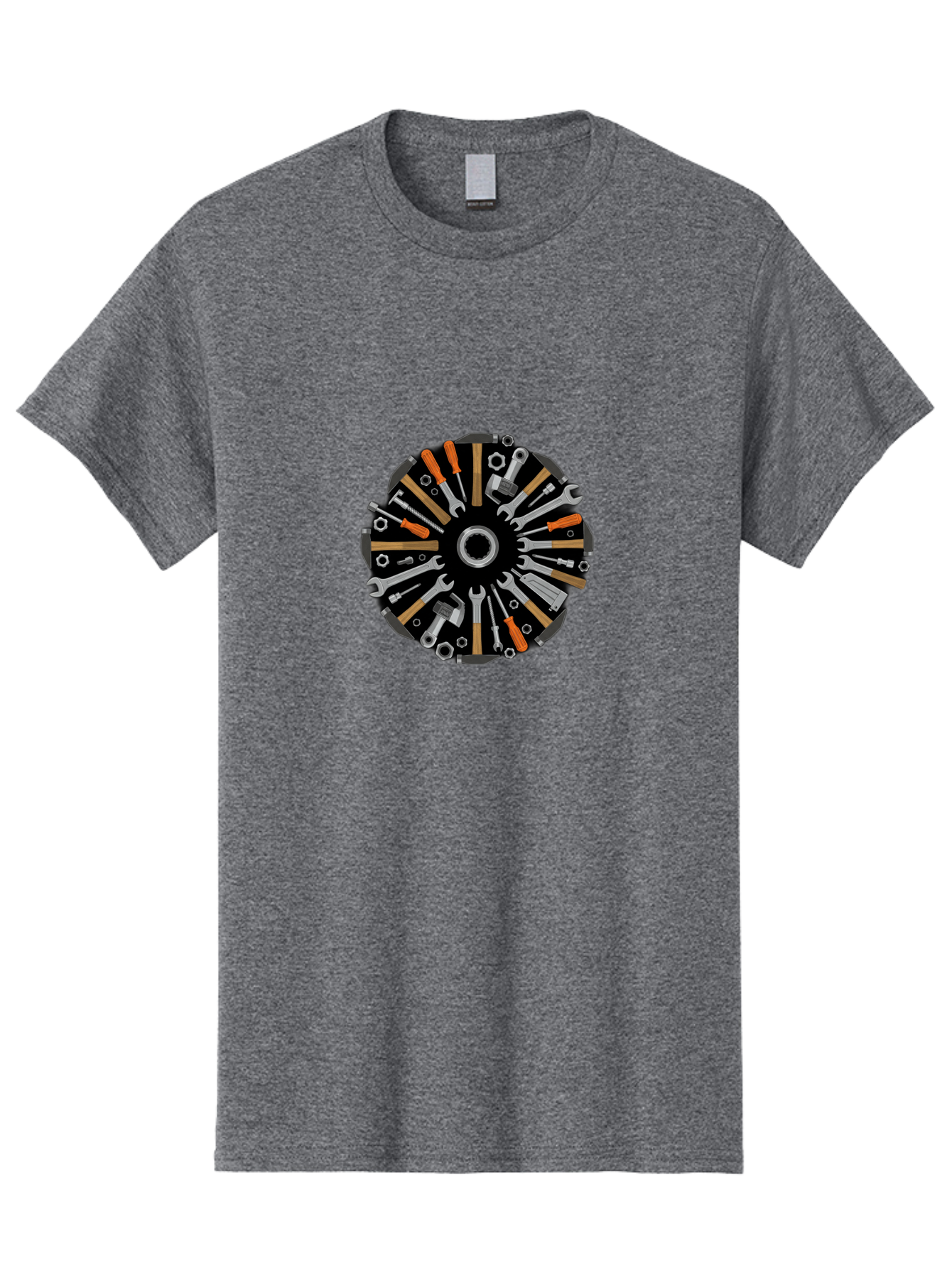 Tool-Wheel Men'S Graphic Tee, 100% Cotton, Comfortable Casual Summer Wear, Machine Washable, Wrenches, Screwdrivers, Pliers, Hand Tools, Diy, Toolbox, Hardware, Mechanics, Repair, Maintenance Bad846