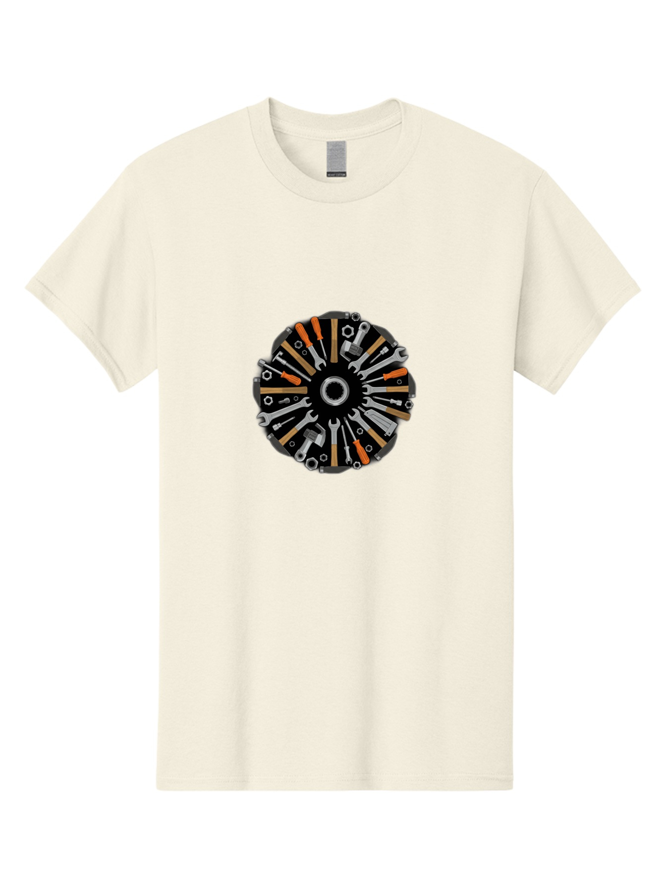 Tool-Wheel Men'S Graphic Tee, 100% Cotton, Comfortable Casual Summer Wear, Machine Washable, Wrenches, Screwdrivers, Pliers, Hand Tools, Diy, Toolbox, Hardware, Mechanics, Repair, Maintenance Bad846