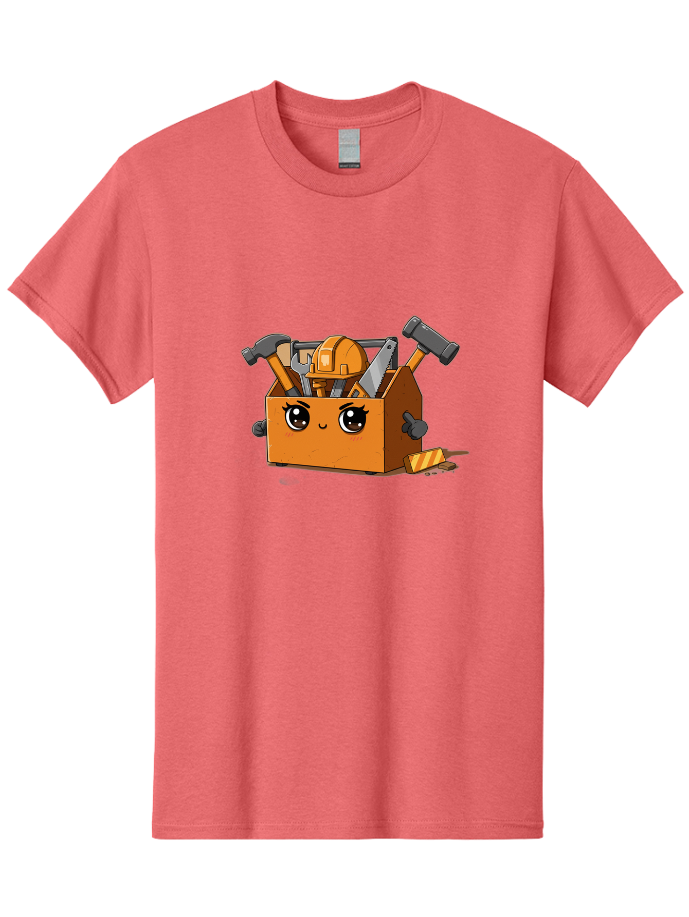 Toolbox-3 Men'S Graphic Tee, 100% Cotton, Comfortable Casual Summer Wear, Machine Washable, Toolbox With Tools, Cartoon Style, Adorable Character, Hammer, Saw, Wrench, Hard Hat, Diy, Handyman, Construction Equipment, Cartoon Character Bad849