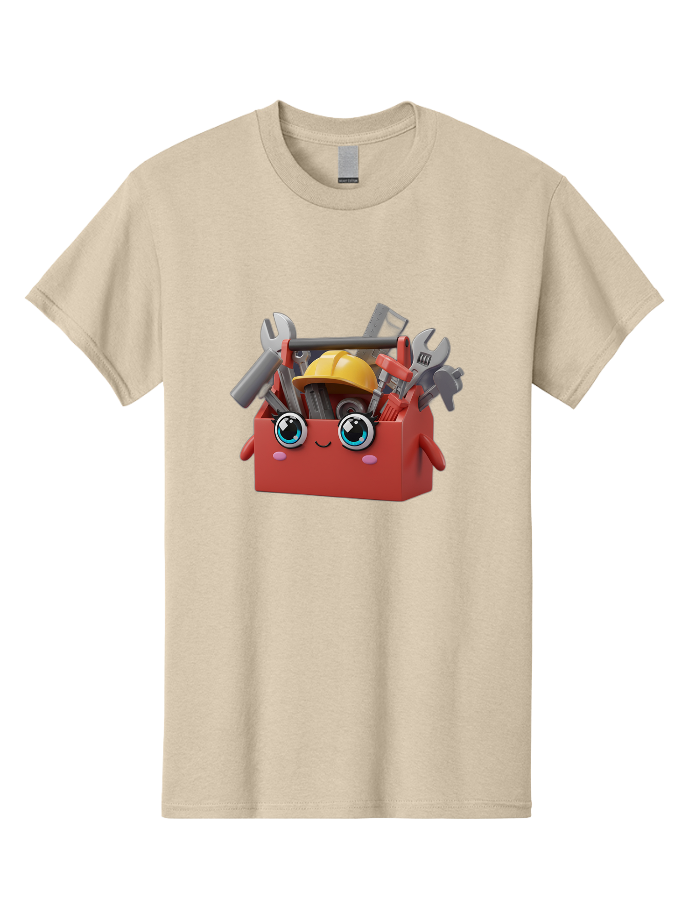 Toolbox Men'S Graphic Tee, 100% Cotton, Comfortable Casual Summer Wear, Machine Washable, Toolbox With Tools, Construction Equipment, Cartoon Character, 3D Illustration, Wrenches, Pliers, Hammer, Hard Hat, Diy Project, Handyman, Repair, Bad851