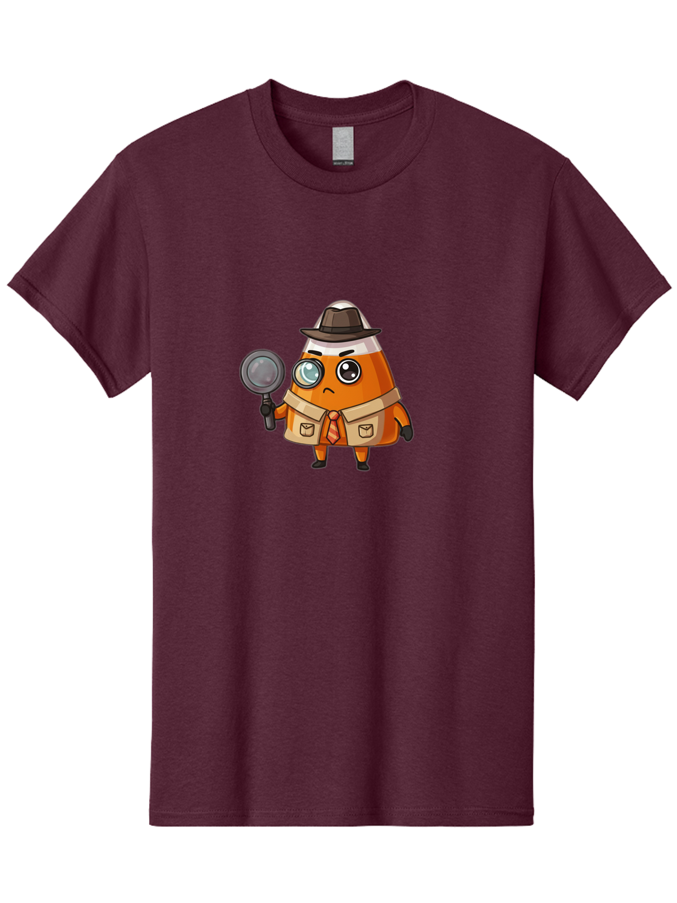 Traffic-Cone-Detective Men'S Graphic Tee, 100% Cotton, Comfortable Casual Summer Wear, Machine Washable, Detective Cone, Cartoon Character, Magnifying Glass, Trench Coat, Fedora Hat, Detective Clothing, Crime Scene Investigation, Bad855