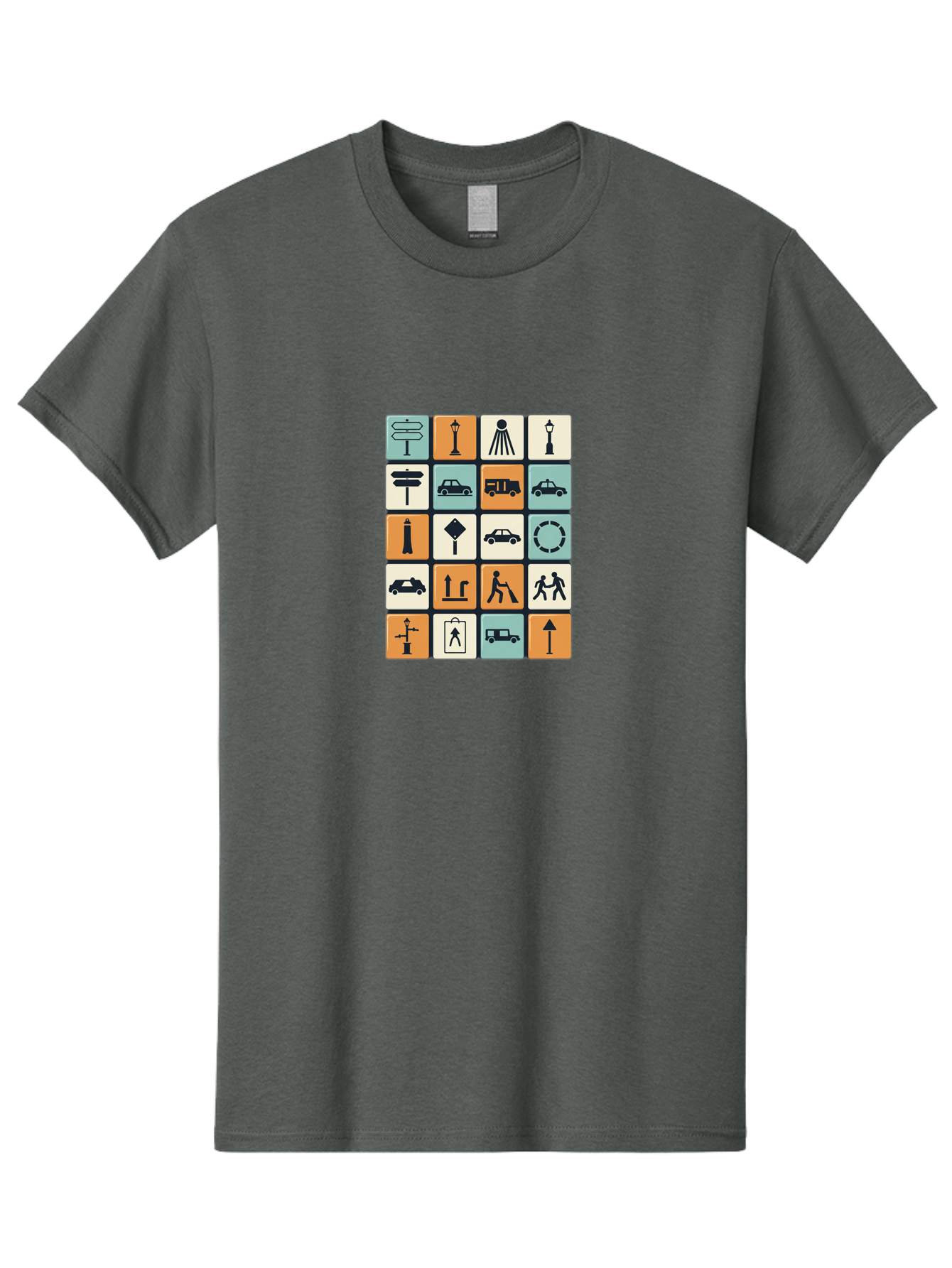 Traffic-Signs Men'S Graphic Tee, 100% Cotton, Comfortable Casual Summer Wear, Machine Washable, Traffic Signs, Road Signs, Direction Signs, Traffic Icons, Street Signs, Navigation Symbols, Transportation Graphics, Urban Planning, Road Safety, Bad856