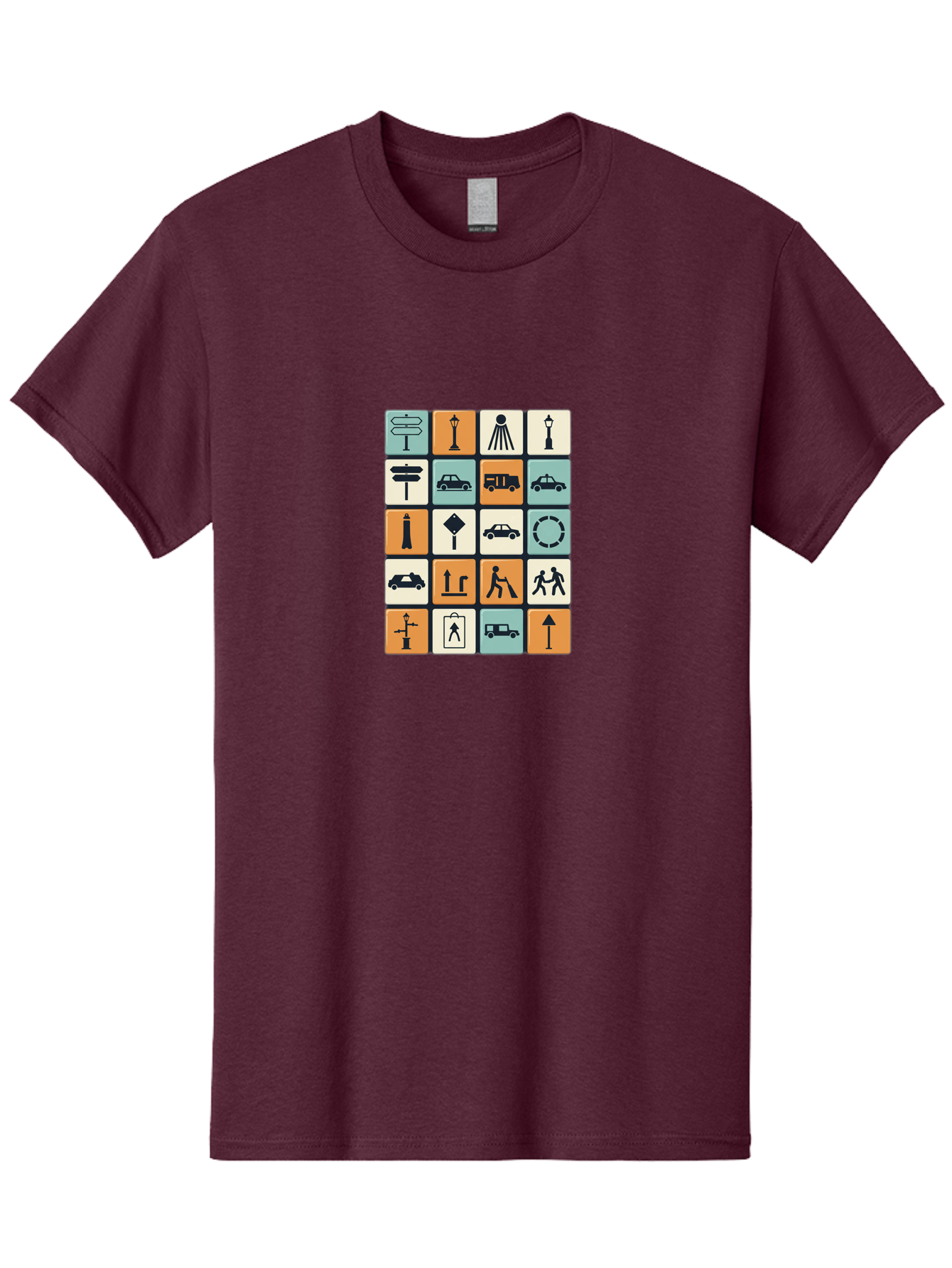 Traffic-Signs Men'S Graphic Tee, 100% Cotton, Comfortable Casual Summer Wear, Machine Washable, Traffic Signs, Road Signs, Direction Signs, Traffic Icons, Street Signs, Navigation Symbols, Transportation Graphics, Urban Planning, Road Safety, Bad856
