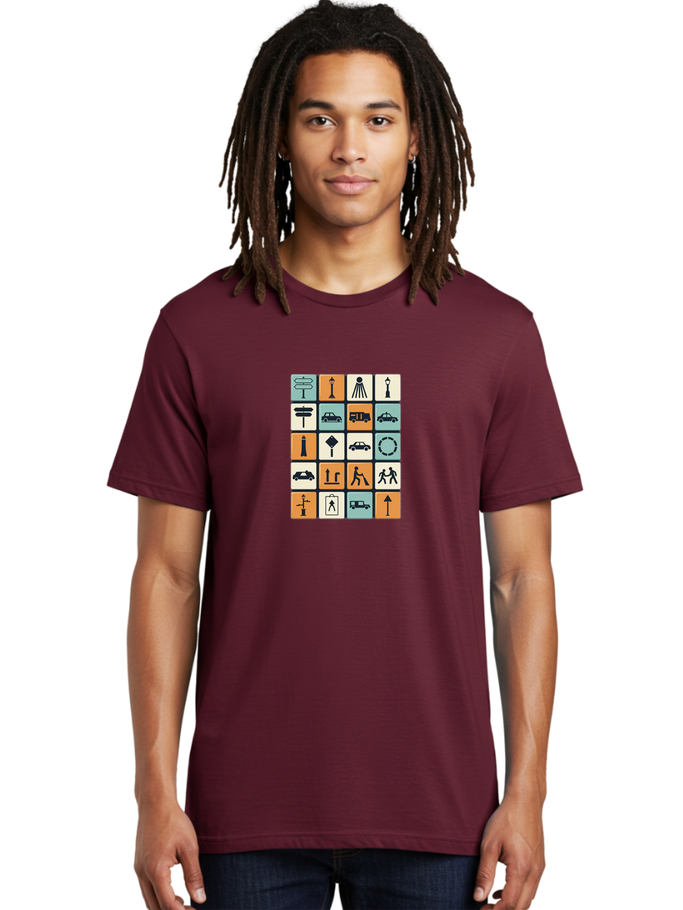 Traffic-Signs Men'S Graphic Tee, 100% Cotton, Comfortable Casual Summer Wear, Machine Washable, Traffic Signs, Road Signs, Direction Signs, Traffic Icons, Street Signs, Navigation Symbols, Transportation Graphics, Urban Planning, Road Safety, Bad856