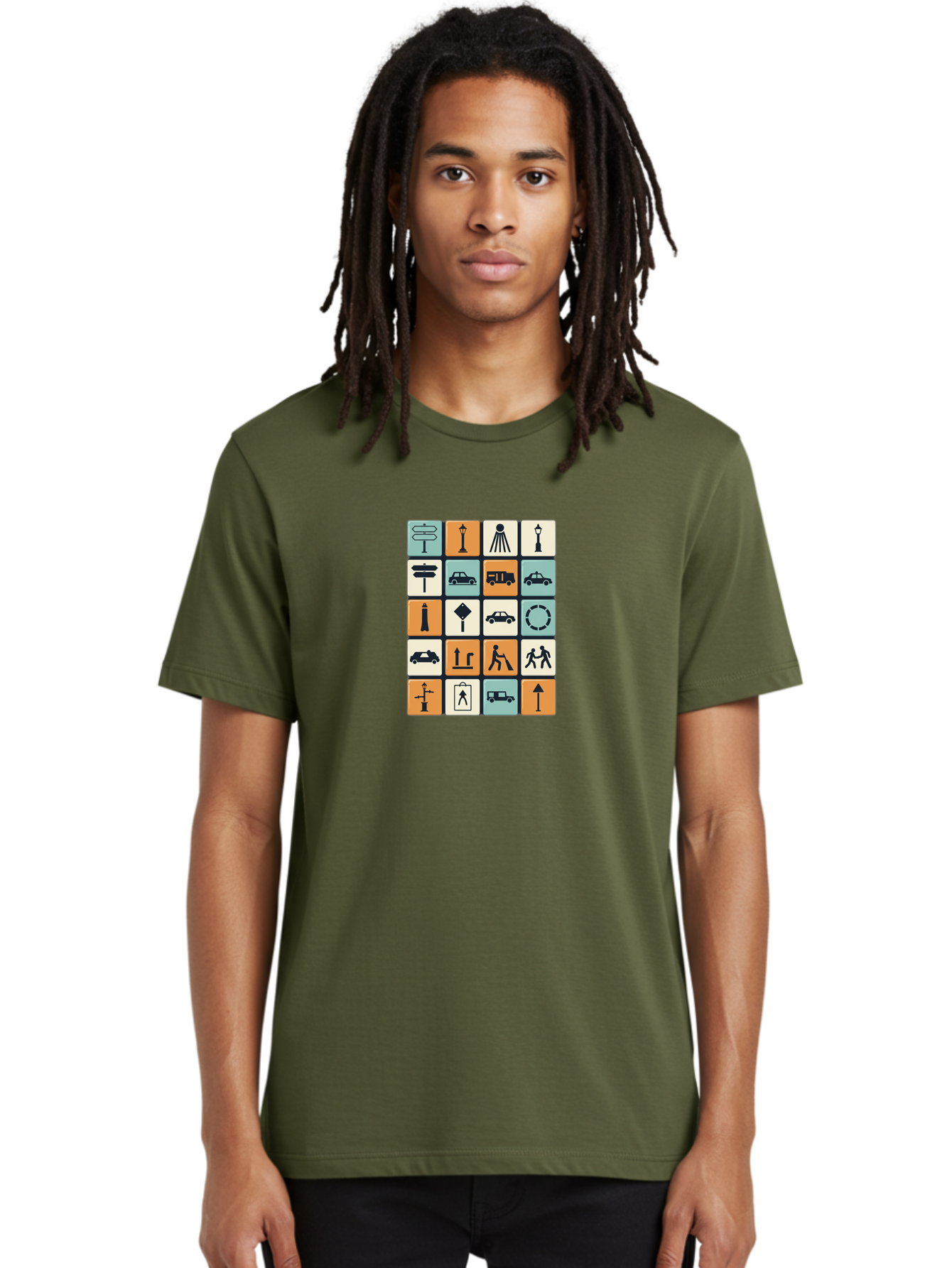 Traffic-Signs Men'S Graphic Tee, 100% Cotton, Comfortable Casual Summer Wear, Machine Washable, Traffic Signs, Road Signs, Direction Signs, Traffic Icons, Street Signs, Navigation Symbols, Transportation Graphics, Urban Planning, Road Safety, Bad856