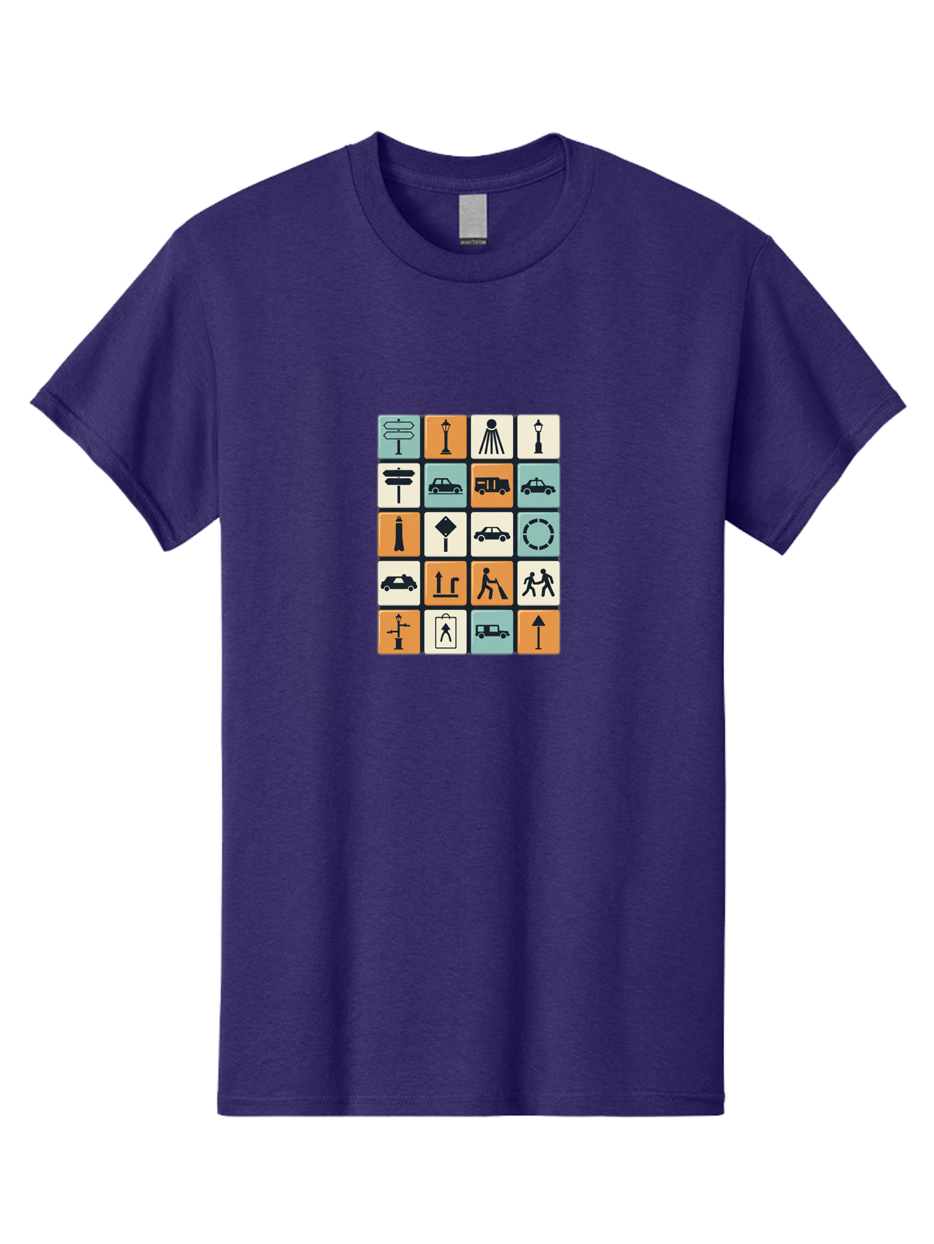 Traffic-Signs Men'S Graphic Tee, 100% Cotton, Comfortable Casual Summer Wear, Machine Washable, Traffic Signs, Road Signs, Direction Signs, Traffic Icons, Street Signs, Navigation Symbols, Transportation Graphics, Urban Planning, Road Safety, Bad856