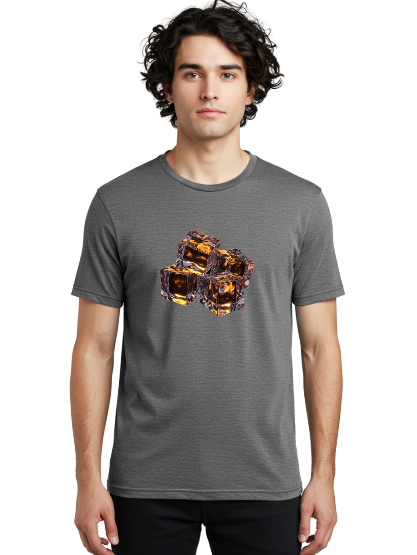 Transparent-Gold-Cubes Men'S Graphic Tee, 100% Cotton, Comfortable Casual Summer Wear, Machine Washable, Tigereye Gemstones, Golden Brown Gem, Tiger'S Eye, Precious Stones, Luxury Jewelry, Ornate Decor, Earthy Tones, Gemstone Collection, Bad857