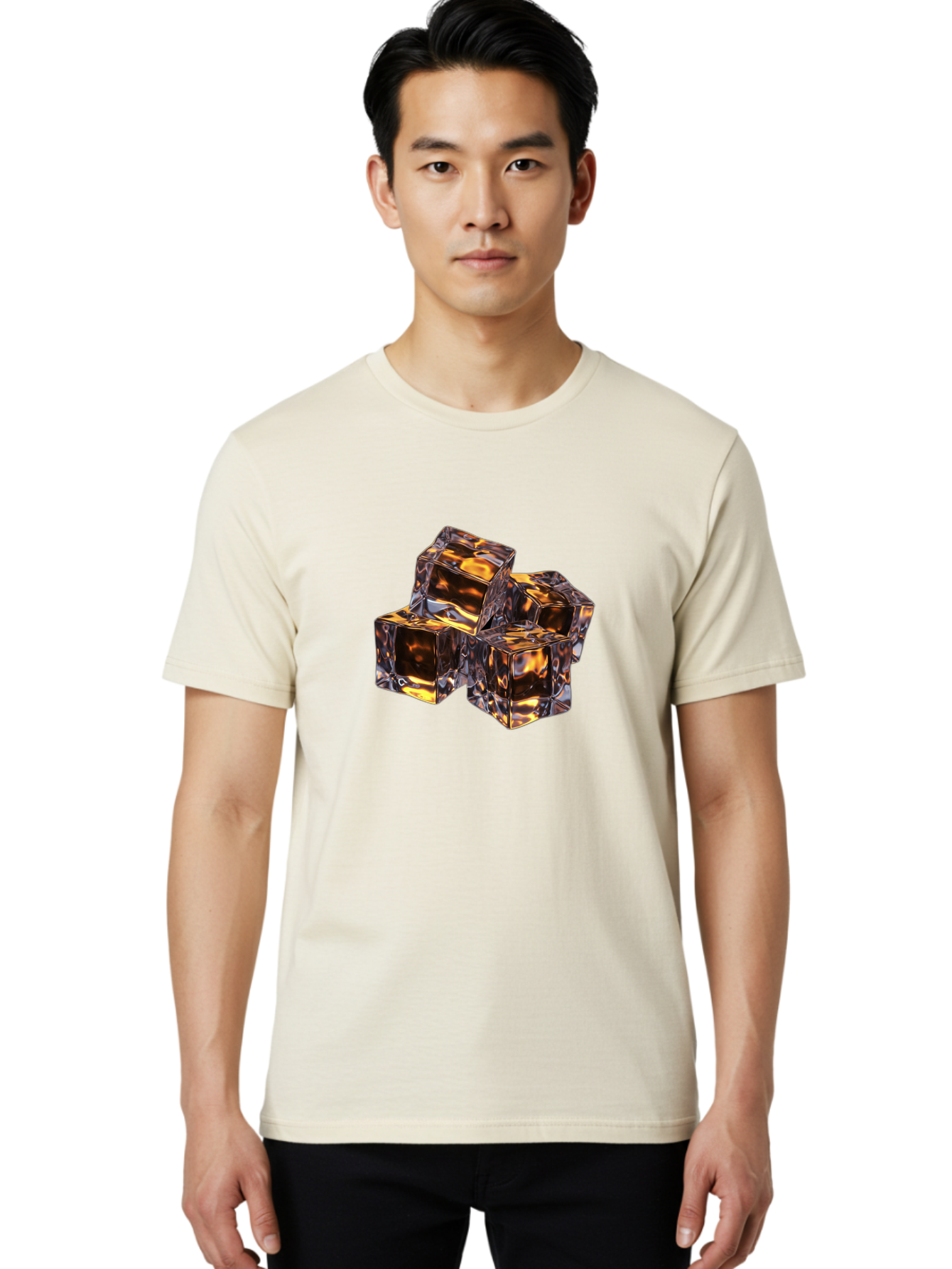 Transparent-Gold-Cubes Men'S Graphic Tee, 100% Cotton, Comfortable Casual Summer Wear, Machine Washable, Tigereye Gemstones, Golden Brown Gem, Tiger'S Eye, Precious Stones, Luxury Jewelry, Ornate Decor, Earthy Tones, Gemstone Collection, Bad857