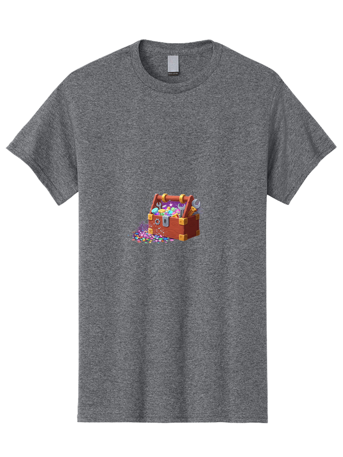 Treasure-Box Men'S Graphic Tee, 100% Cotton, Comfortable Casual Summer Wear, Machine Washable, Wood Treasure Chest, Colorful Jewels, Gemstones, Treasure, Loot, Gaming Treasure, Gaming Rewards, Loot Box, Puzzle Pieces, Shiny Objects, Bad858