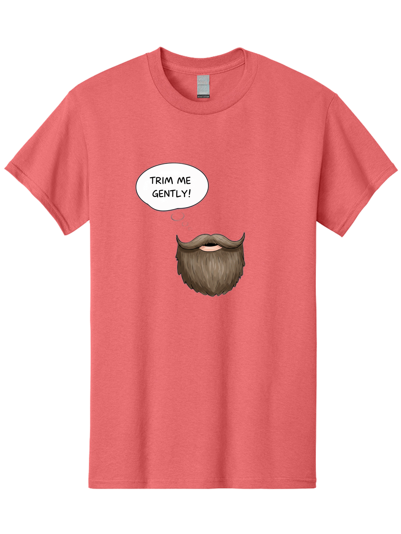 Trim-Me-Gently-2 Men'S Graphic Tee, 100% Cotton, Comfortable Casual Summer Wear, Machine Washable, Funny Cartoon Beard, Humorous Illustration, Whimsical Character, Mustache And Beard Combo, Playful Typography, Quirky Design, Bold Text, Bad863