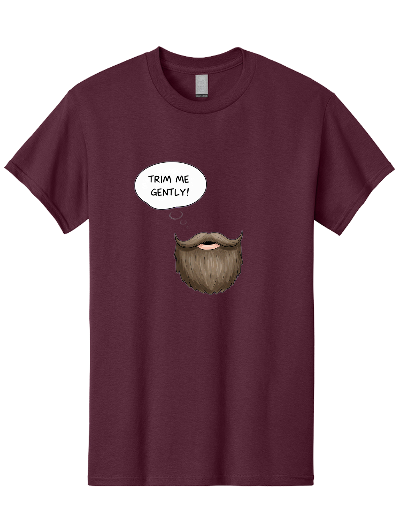Trim-Me-Gently-2 Men'S Graphic Tee, 100% Cotton, Comfortable Casual Summer Wear, Machine Washable, Funny Cartoon Beard, Humorous Illustration, Whimsical Character, Mustache And Beard Combo, Playful Typography, Quirky Design, Bold Text, Bad863